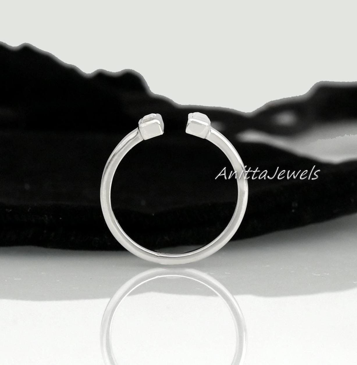 Baguette Diamond Cuff Ring: Sterling Silver Open Wedding Band - View 4 - Anitta Jewels | SKU: etsy_1781700925 Baguette Diamond Cuff Ring: Sterling Silver Open Wedding Band - View 4 - Anitta Jewels | SKU: etsy_1781700925