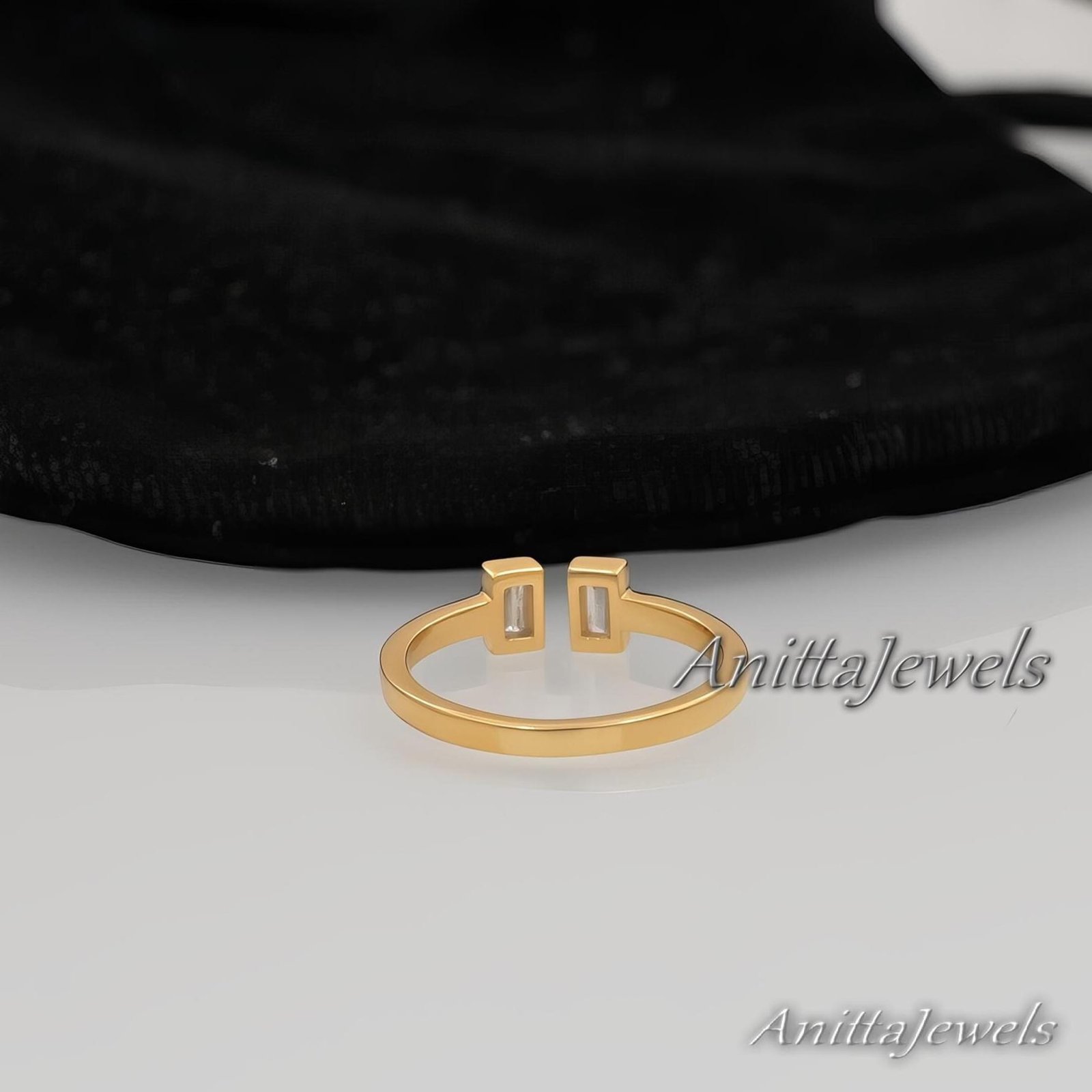 Baguette Diamond Cuff Ring: Sterling Silver Open Wedding Band - View 5 - Anitta Jewels | SKU: etsy_1781700925 Baguette Diamond Cuff Ring: Sterling Silver Open Wedding Band - View 5 - Anitta Jewels | SKU: etsy_1781700925