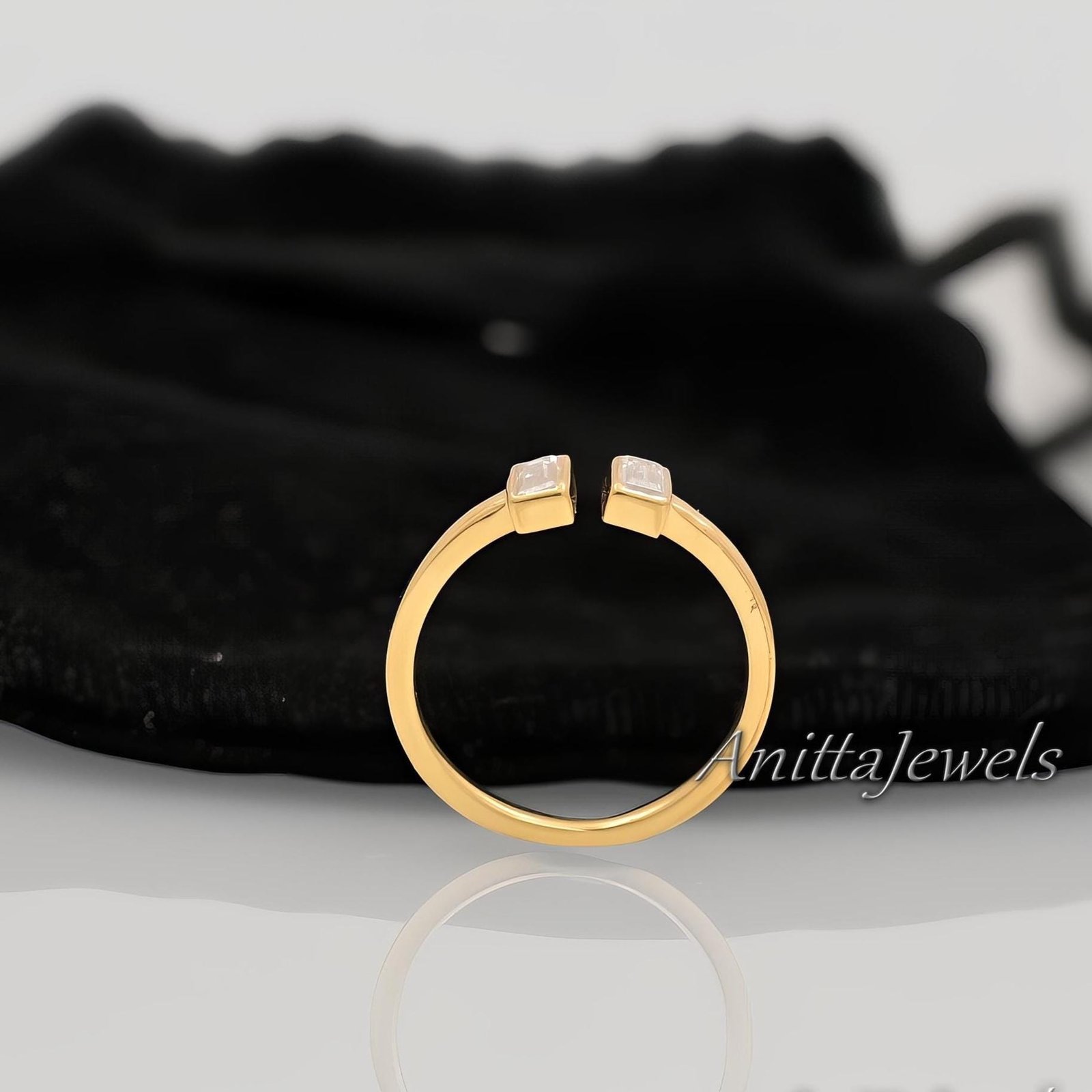 Baguette Diamond Cuff Ring: Sterling Silver Open Wedding Band - View 6 - Anitta Jewels | SKU: etsy_1781700925 Baguette Diamond Cuff Ring: Sterling Silver Open Wedding Band - View 6 - Anitta Jewels | SKU: etsy_1781700925
