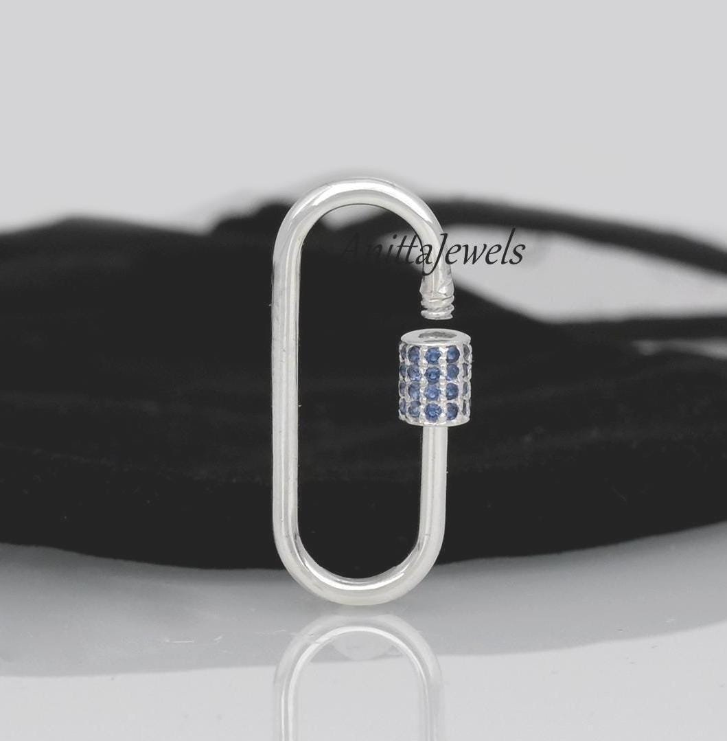 Blue Sapphire 925 Silver Carabiner Lock: Handmade Jewelry Pendant (30MM) - View 2 - Anitta Jewels | SKU: etsy_919009076 Blue Sapphire 925 Silver Carabiner Lock: Handmade Jewelry Pendant (30MM) - View 2 - Anitta Jewels | SKU: etsy_919009076