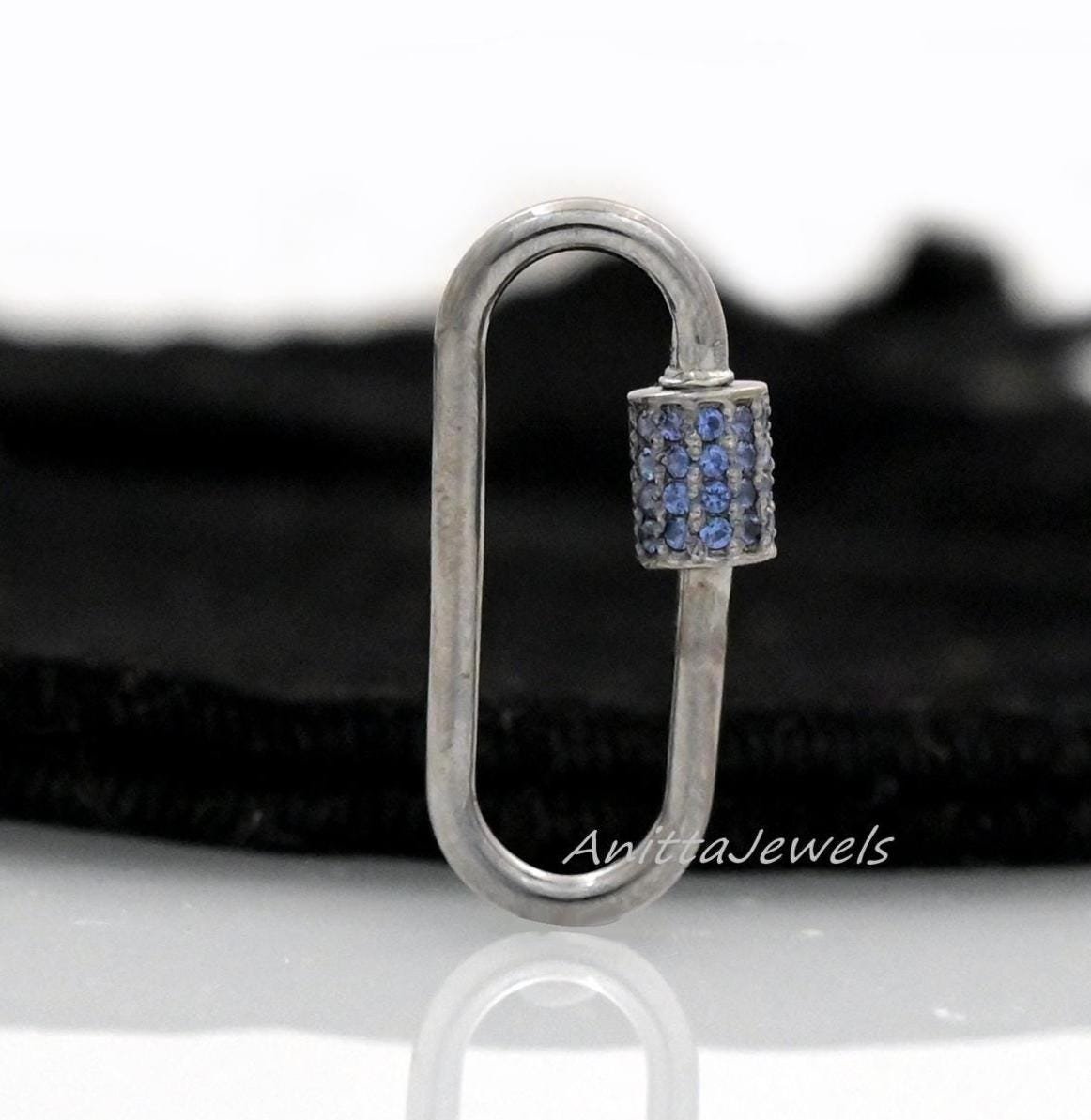 Blue Sapphire 925 Silver Carabiner Lock: Handmade Jewelry Pendant (30MM) - View 4 - Anitta Jewels | SKU: etsy_919009076 Blue Sapphire 925 Silver Carabiner Lock: Handmade Jewelry Pendant (30MM) - View 4 - Anitta Jewels | SKU: etsy_919009076