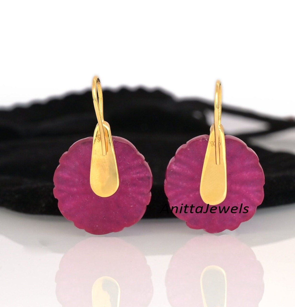 Carved Lapis Flower Earrings: 925 Silver Gemstone Dangle - View 5 - Anitta Jewels | SKU: etsy_1507462871 Carved Lapis Flower Earrings: 925 Silver Gemstone Dangle - View 5 - Anitta Jewels | SKU: etsy_1507462871