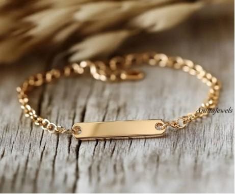 Custom Engraved Sterling Silver Mini Bar Bracelet - Personalized ID Jewelry - View 2 - Anitta Jewels | SKU: etsy_1765513548 Custom Engraved Sterling Silver Mini Bar Bracelet - Personalized ID Jewelry - View 2 - Anitta Jewels | SKU: etsy_1765513548