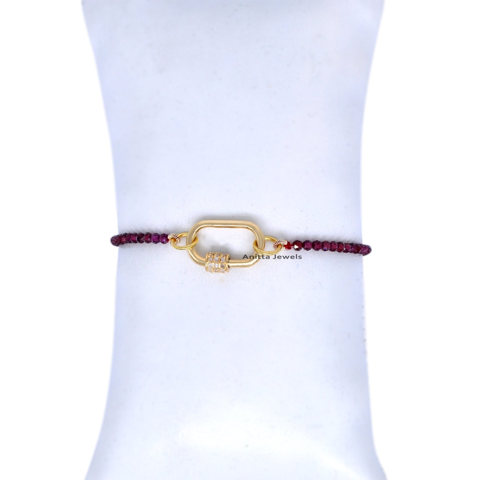 Diamond Carabiner Bracelet: Black Spinel Beads, 14k Gold Lock - View 7 - Anitta Jewels | SKU: etsy_1026091746 Diamond Carabiner Bracelet: Black Spinel Beads, 14k Gold Lock - View 7 - Anitta Jewels | SKU: etsy_1026091746
