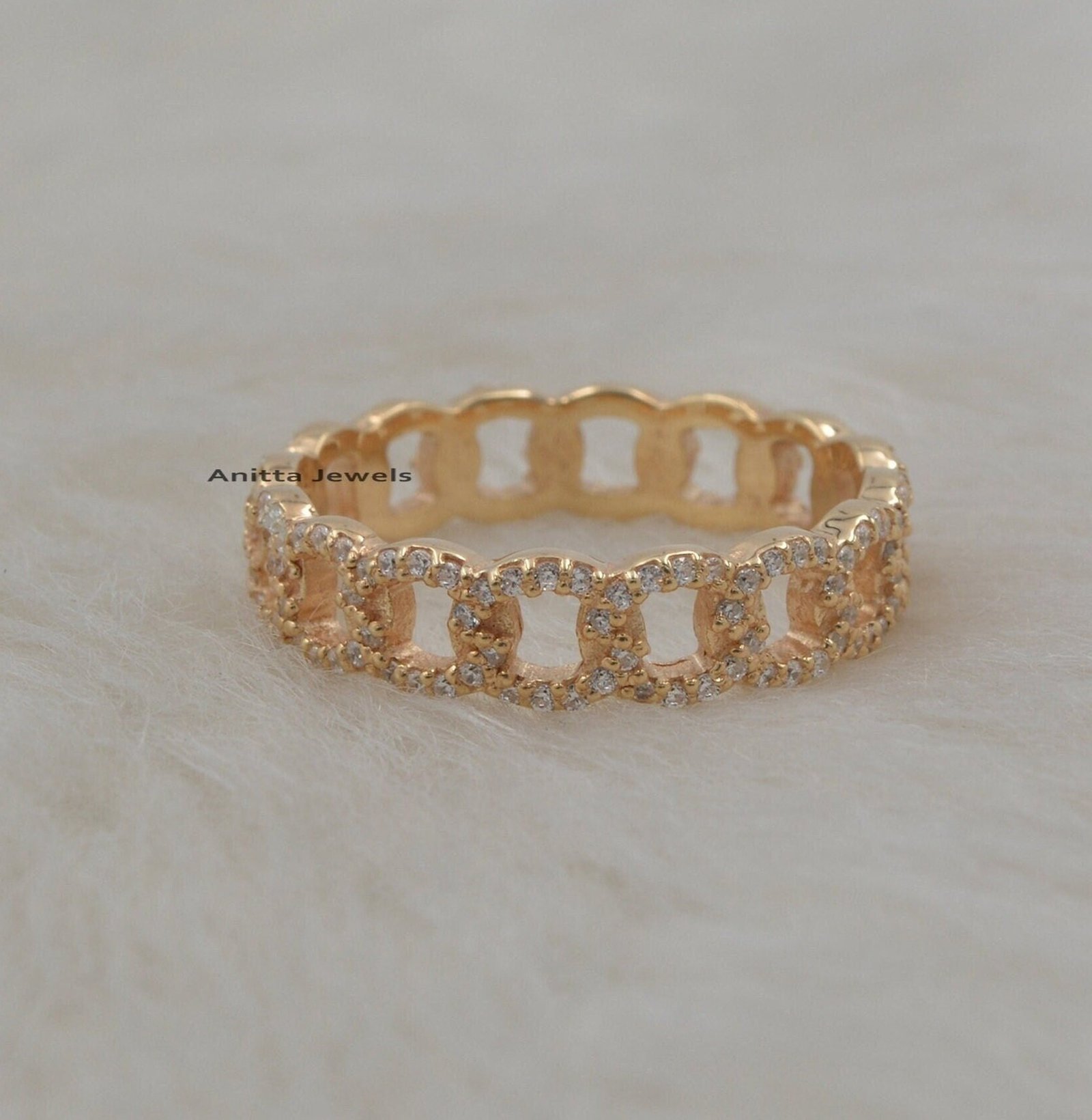 Diamond Curb Chain Ring: Handmade 925 Silver Band - View 2 - Anitta Jewels | SKU: etsy_1173555655 Diamond Curb Chain Ring: Handmade 925 Silver Band - View 2 - Anitta Jewels | SKU: etsy_1173555655