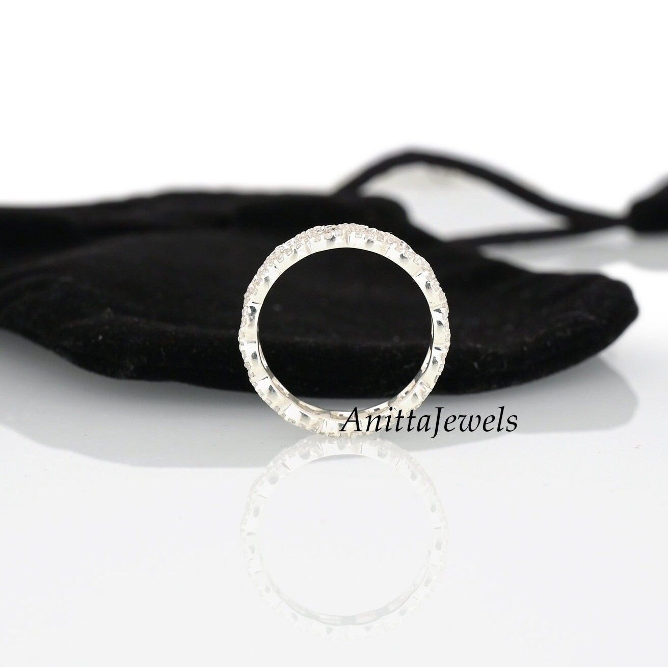 Diamond Curb Chain Ring: Handmade 925 Silver Band - View 3 - Anitta Jewels | SKU: etsy_1173555655 Diamond Curb Chain Ring: Handmade 925 Silver Band - View 3 - Anitta Jewels | SKU: etsy_1173555655