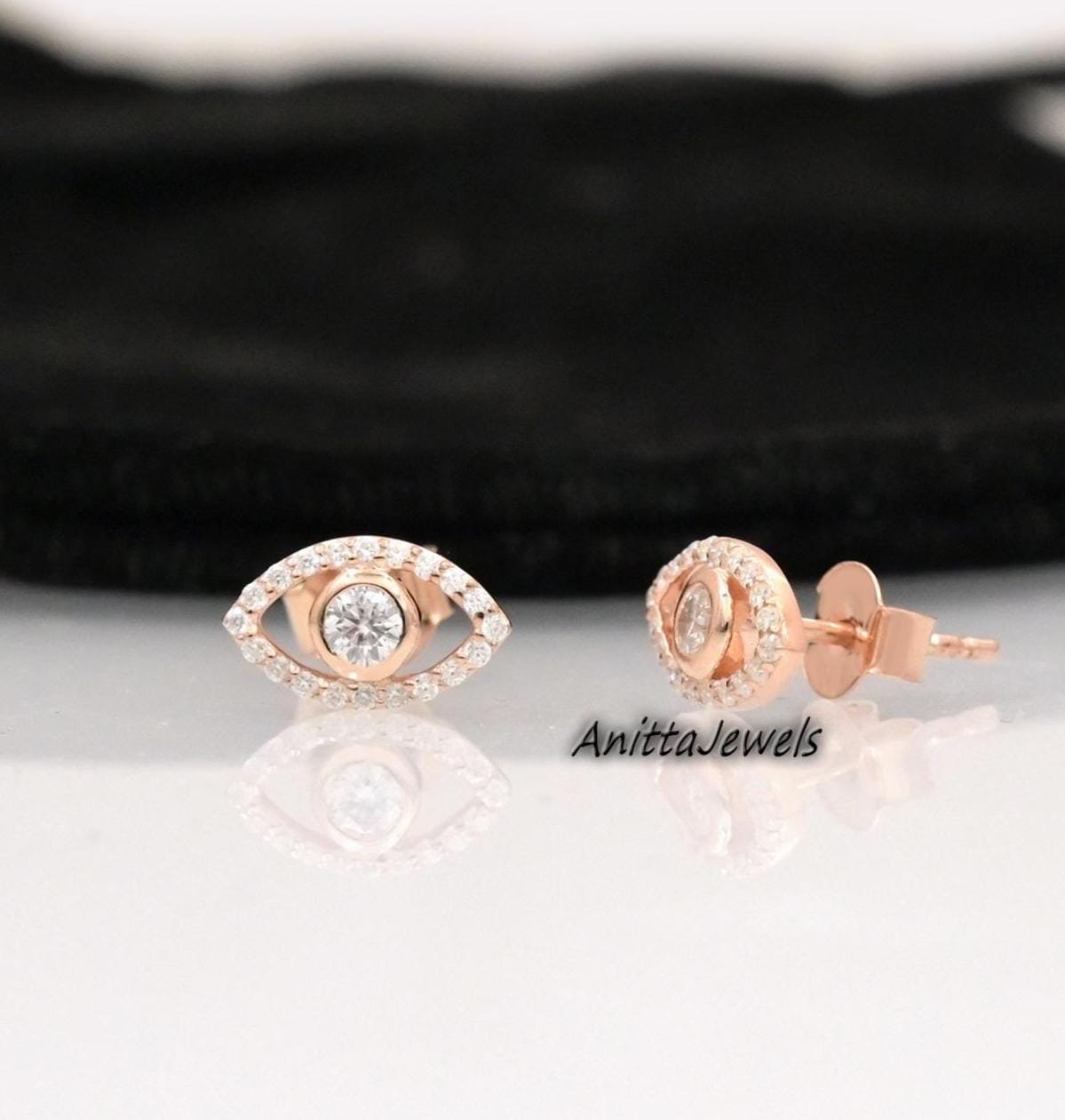 Diamond Evil Eye Stud Earrings: 925 Silver Protection Earrings - Anitta Jewels | SKU: etsy_1811306517 Diamond Evil Eye Stud Earrings: 925 Silver Protection Earrings - Anitta Jewels | SKU: etsy_1811306517