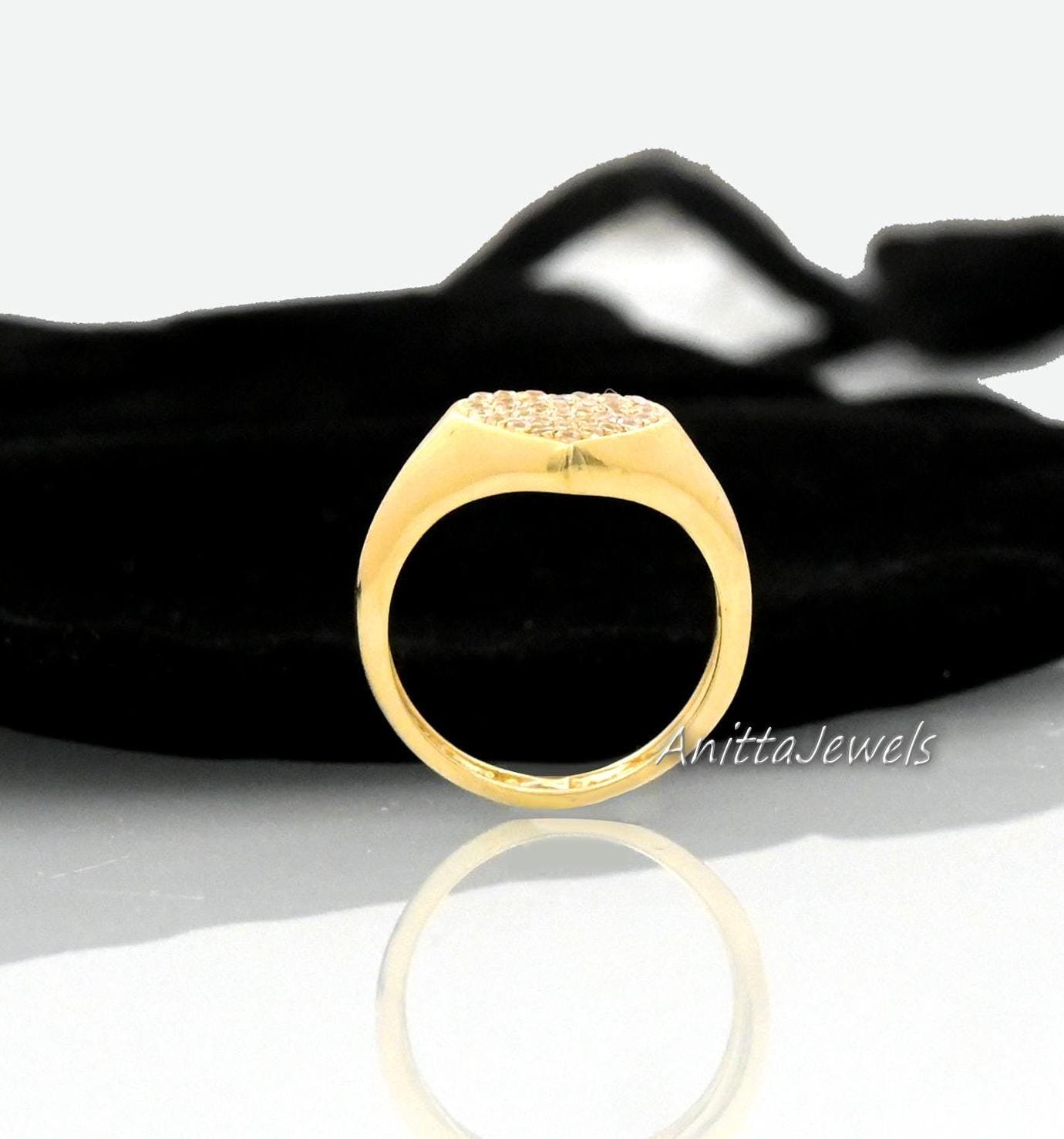 Diamond Heart Signet Ring: 925 Silver, Pave Setting - View 4 - Anitta Jewels | SKU: etsy_1754694184 Diamond Heart Signet Ring: 925 Silver, Pave Setting - View 4 - Anitta Jewels | SKU: etsy_1754694184