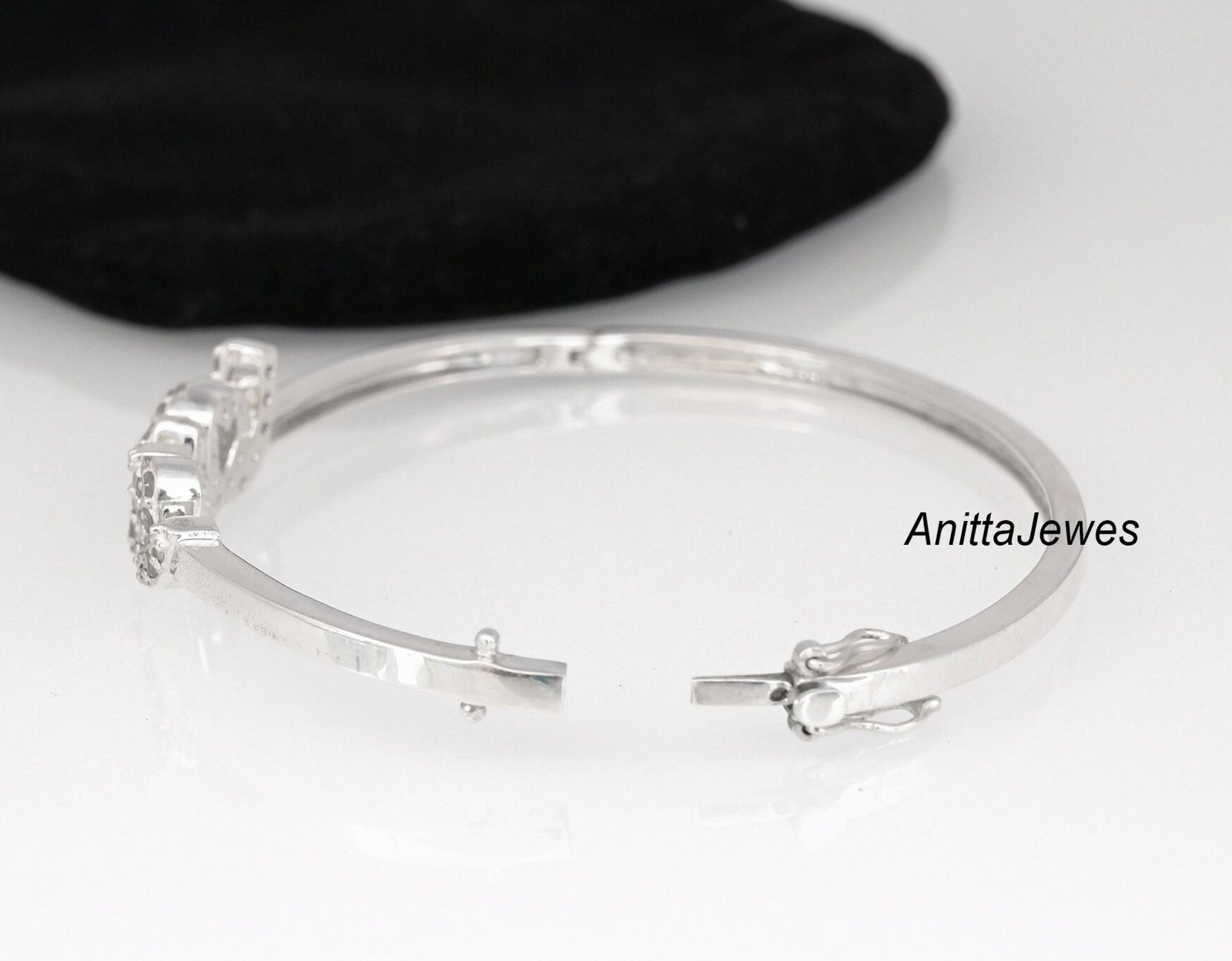 Diamond Initial Love Bangle: 925 Sterling Silver, Handmade - View 5 - Anitta Jewels | SKU: etsy_1149491845 Diamond Initial Love Bangle: 925 Sterling Silver, Handmade - View 5 - Anitta Jewels | SKU: etsy_1149491845