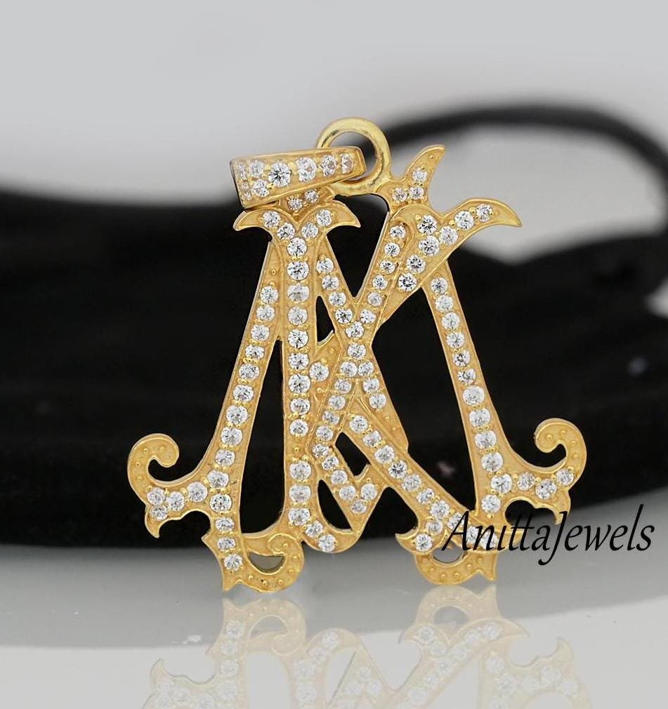 Diamond Monogram Pendant: Custom 925 Silver Alphabet Jewelry - Anitta Jewels | SKU: etsy_1088458993 Diamond Monogram Pendant: Custom 925 Silver Alphabet Jewelry - Anitta Jewels | SKU: etsy_1088458993