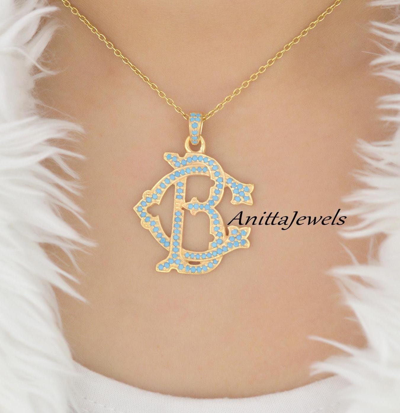Diamond Monogram Pendant: Custom 925 Silver Alphabet Jewelry - View 6 - Anitta Jewels | SKU: etsy_1088458993 Diamond Monogram Pendant: Custom 925 Silver Alphabet Jewelry - View 6 - Anitta Jewels | SKU: etsy_1088458993