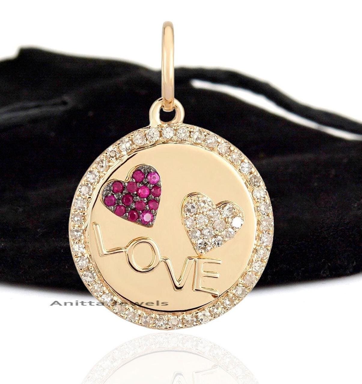 Diamond & Ruby Heart 925 Sterling Silver Pendant (25 MM) - Anitta Jewels | SKU: etsy_1252264304 Diamond & Ruby Heart 925 Sterling Silver Pendant (25 MM) - Anitta Jewels | SKU: etsy_1252264304