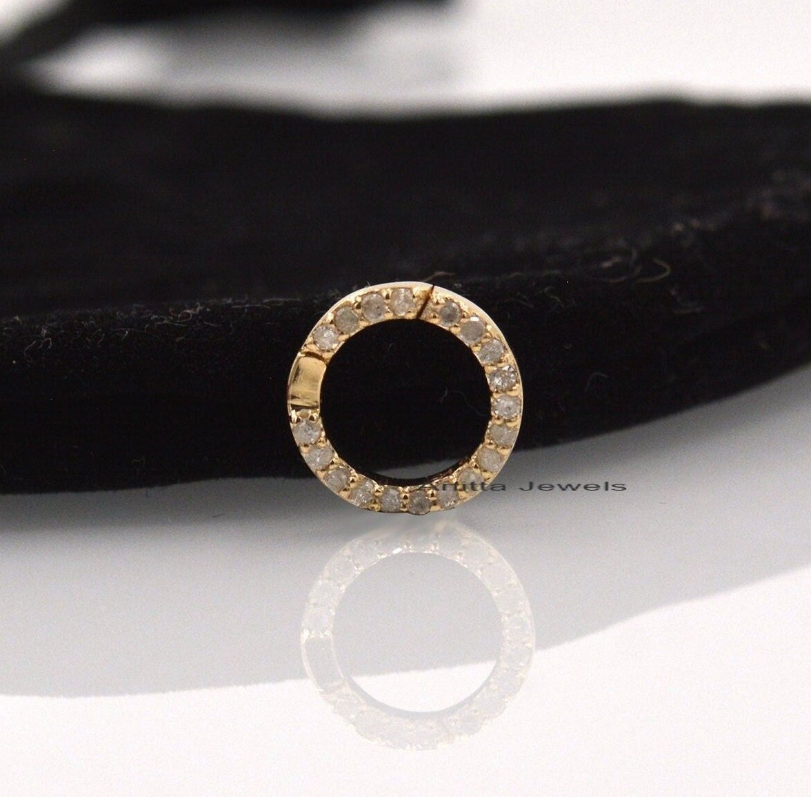 Diamond Sterling Silver Charm Enhancer: Elongated Circle Charm Holder - View 3 - Anitta Jewels | SKU: etsy_984710783 Diamond Sterling Silver Charm Enhancer: Elongated Circle Charm Holder - View 3 - Anitta Jewels | SKU: etsy_984710783