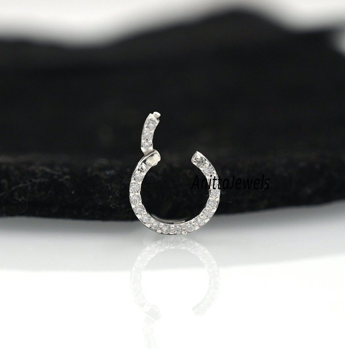 Diamond Sterling Silver Charm Enhancer: Elongated Circle Charm Holder - View 6 - Anitta Jewels | SKU: etsy_984710783 Diamond Sterling Silver Charm Enhancer: Elongated Circle Charm Holder - View 6 - Anitta Jewels | SKU: etsy_984710783