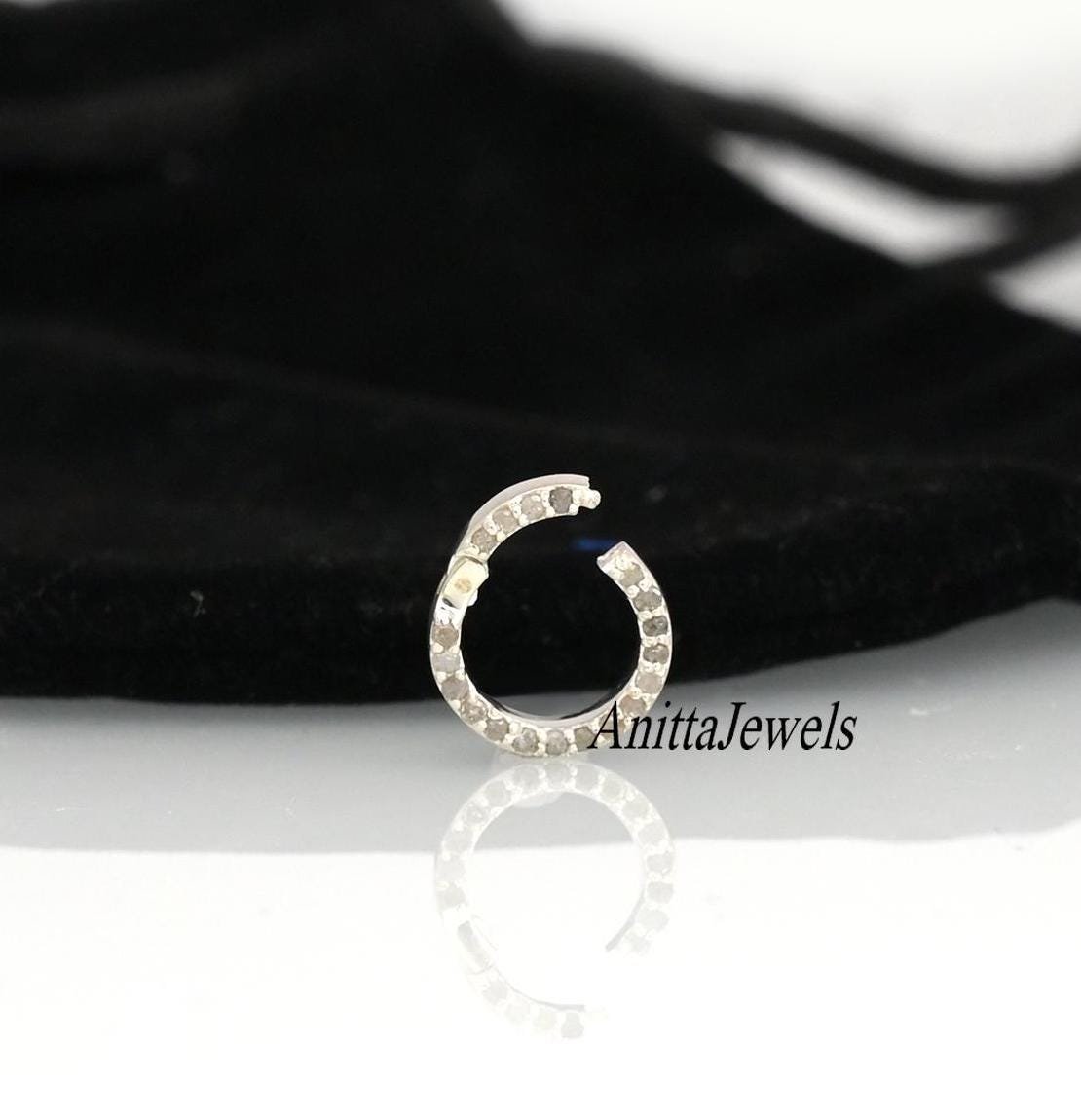 Diamond Sterling Silver Charm Enhancer: Elongated Circle Charm Holder - View 7 - Anitta Jewels | SKU: etsy_984710783 Diamond Sterling Silver Charm Enhancer: Elongated Circle Charm Holder - View 7 - Anitta Jewels | SKU: etsy_984710783