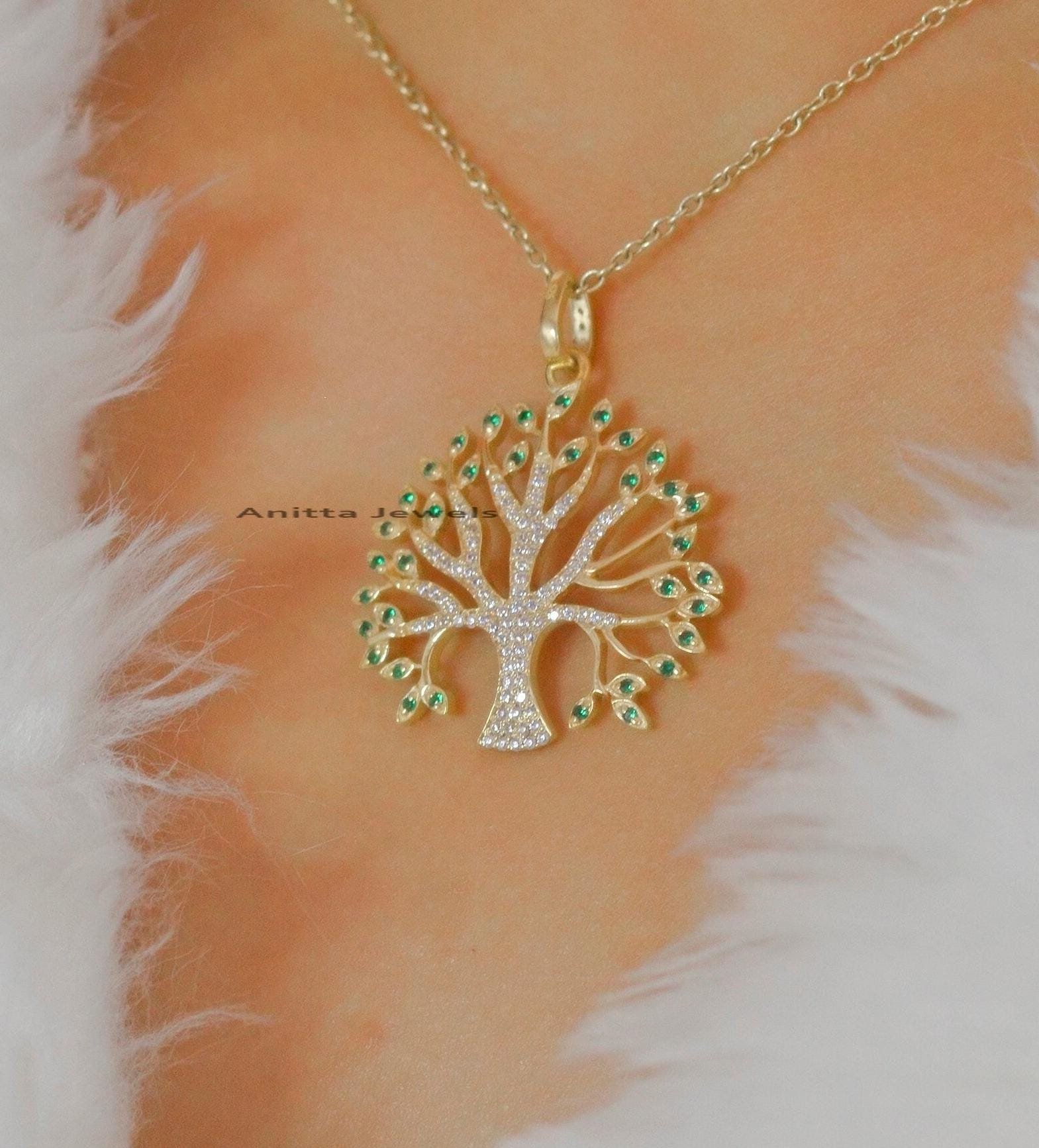 Diamond Tree Pendant: Pave Gemstone, 925 Silver (39*31 MM) - Anitta Jewels | SKU: etsy_930769180 Diamond Tree Pendant: Pave Gemstone, 925 Silver (39*31 MM) - Anitta Jewels | SKU: etsy_930769180