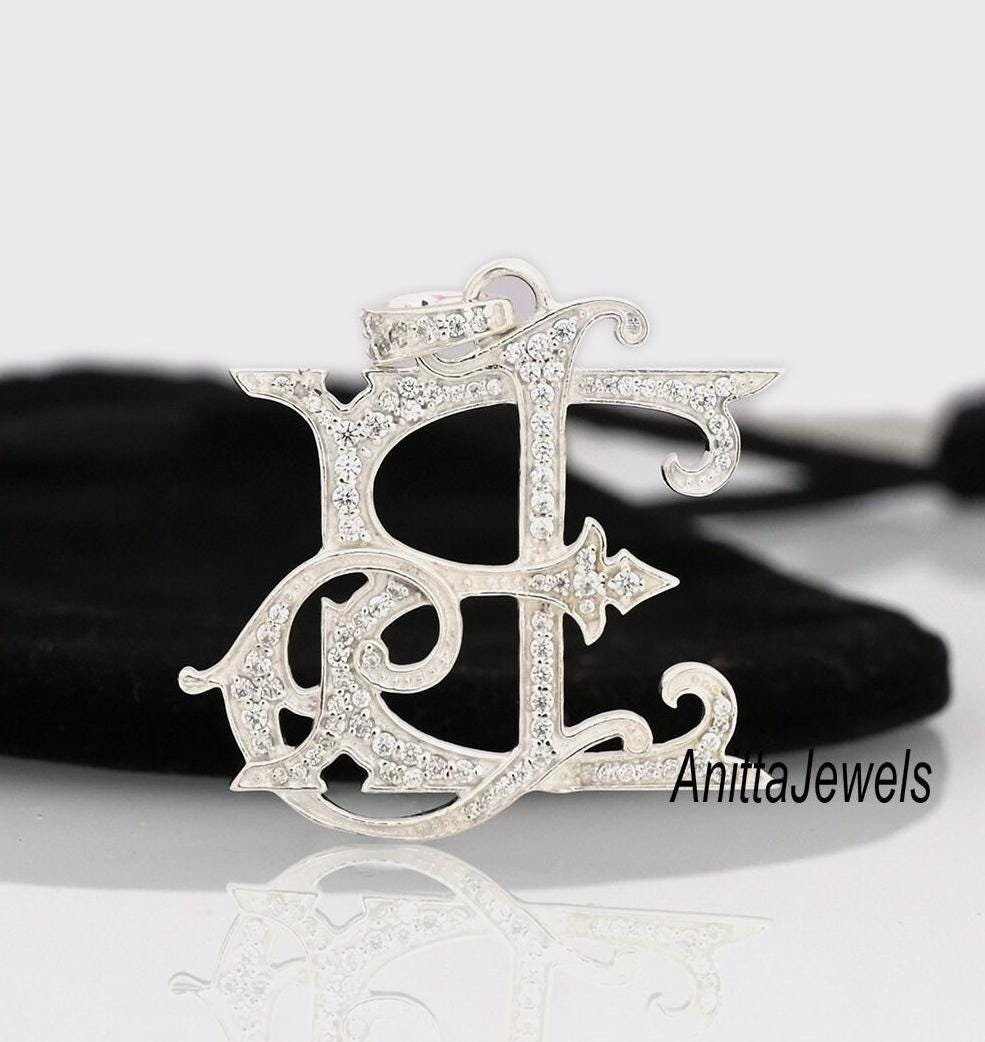 Diamond Turquoise 925 Silver Monogram Pendant - View 3 - Anitta Jewels | SKU: etsy_1082882109 Diamond Turquoise 925 Silver Monogram Pendant - View 3 - Anitta Jewels | SKU: etsy_1082882109