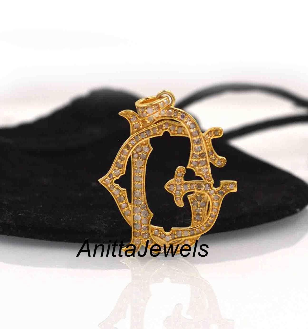 Diamond Turquoise 925 Silver Monogram Pendant - View 6 - Anitta Jewels | SKU: etsy_1082882109 Diamond Turquoise 925 Silver Monogram Pendant - View 6 - Anitta Jewels | SKU: etsy_1082882109
