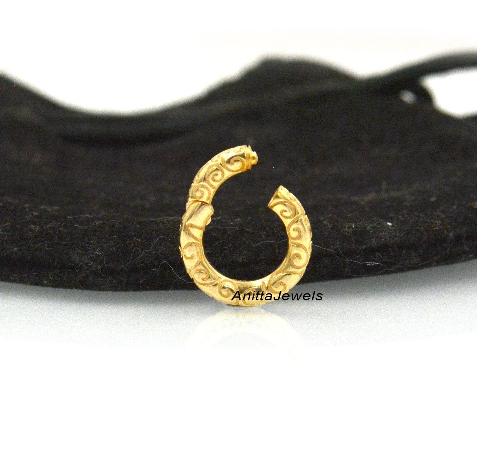 Engraved Sterling Silver Charm Holder: 14k Gold Accent, 15/20mm, multi enhancer lock - View 2 - Anitta Jewels | SKU: etsy_917 Engraved Sterling Silver Charm Holder: 14k Gold Accent, 15/20mm, multi enhancer lock - View 2 - Anitta Jewels | SKU: etsy_917