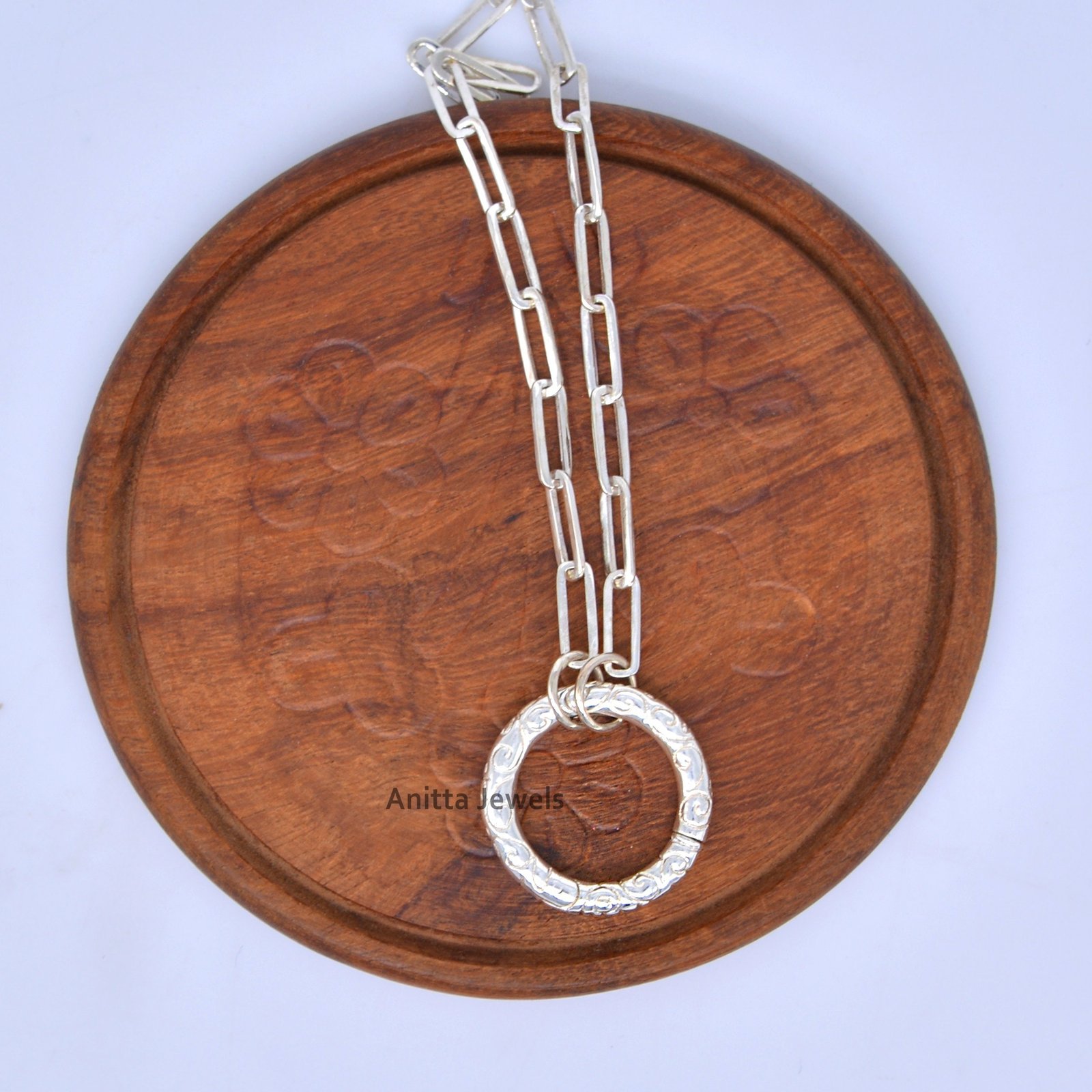 Engraved Sterling Silver Charm Holder: 14k Gold Accent, 15/20mm, multi enhancer lock - View 7 - Anitta Jewels | SKU: etsy_917 Engraved Sterling Silver Charm Holder: 14k Gold Accent, 15/20mm, multi enhancer lock - View 7 - Anitta Jewels | SKU: etsy_917
