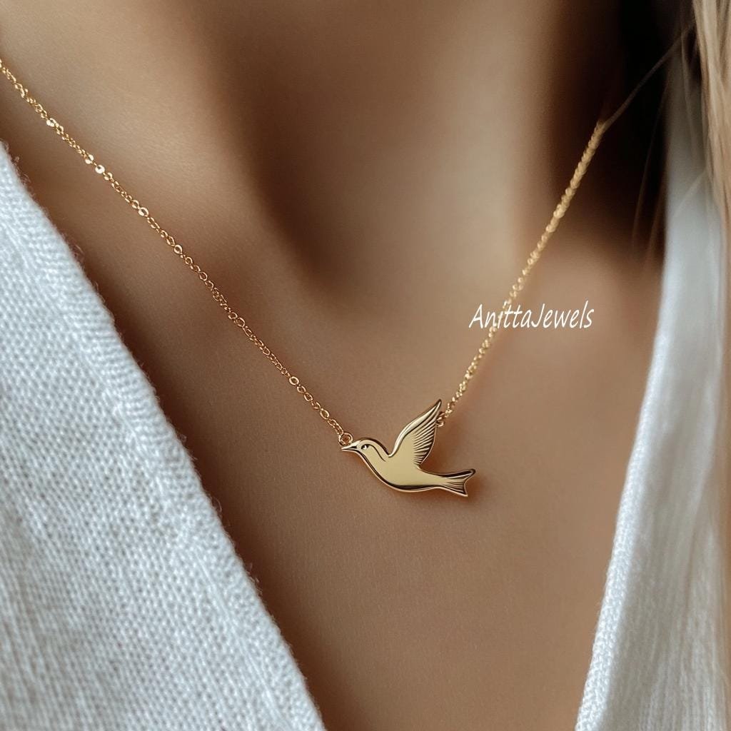 Gold Flying Bird Necklace: Sterling Silver Freedom Pendant - Anitta Jewels | SKU: etsy_1782387434 Gold Flying Bird Necklace: Sterling Silver Freedom Pendant - Anitta Jewels | SKU: etsy_1782387434