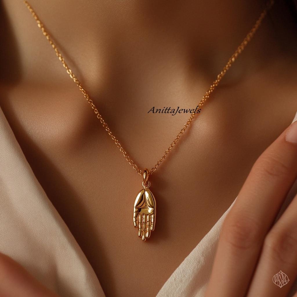Gold Plated Sterling Silver Hand Pendant: Mystic Palm Design - Anitta Jewels | SKU: etsy_1768077012 Gold Plated Sterling Silver Hand Pendant: Mystic Palm Design - Anitta Jewels | SKU: etsy_1768077012