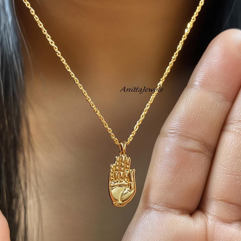 Gold Plated Sterling Silver Hand Pendant: Mystic Palm Design - View 2 - Anitta Jewels | SKU: etsy_1768077012 Gold Plated Sterling Silver Hand Pendant: Mystic Palm Design - View 2 - Anitta Jewels | SKU: etsy_1768077012