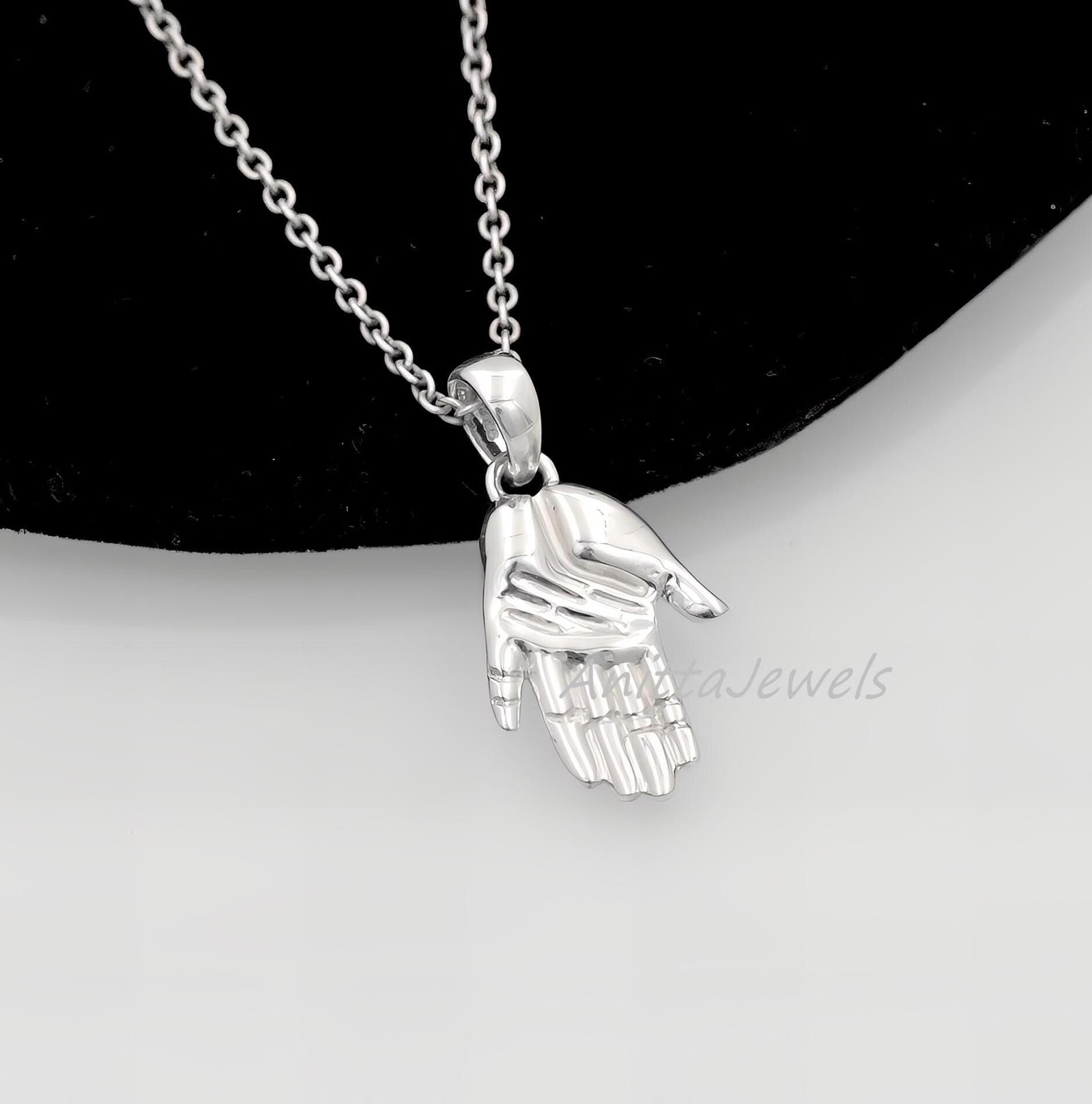 Gold Plated Sterling Silver Hand Pendant: Mystic Palm Design - View 3 - Anitta Jewels | SKU: etsy_1768077012 Gold Plated Sterling Silver Hand Pendant: Mystic Palm Design - View 3 - Anitta Jewels | SKU: etsy_1768077012