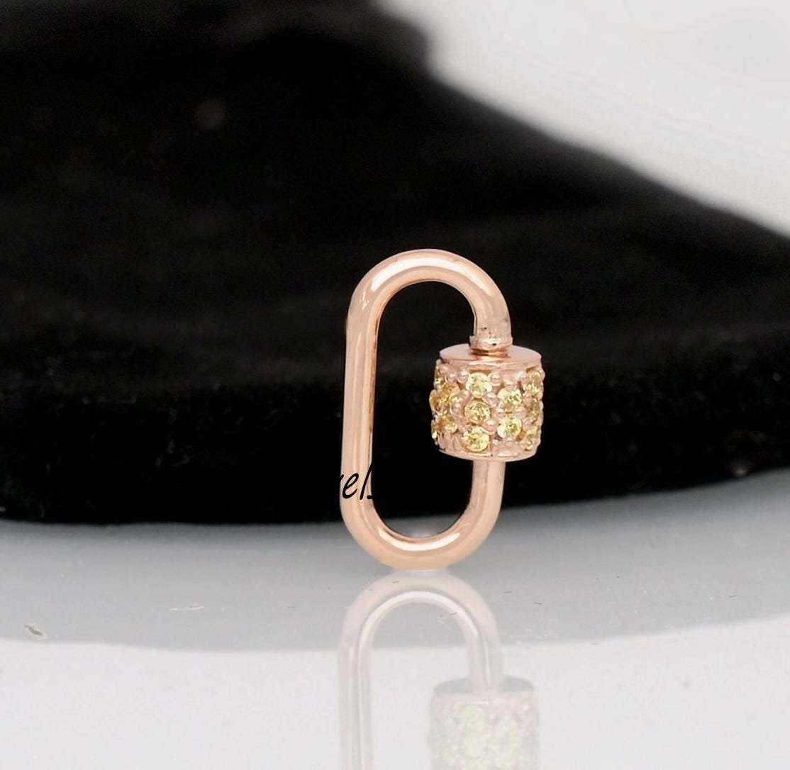 Handmade 14K Gold Carabiner Lock with Blue Sapphires - View 7 - Anitta Jewels | SKU: etsy_854134220 Handmade 14K Gold Carabiner Lock with Blue Sapphires - View 7 - Anitta Jewels | SKU: etsy_854134220