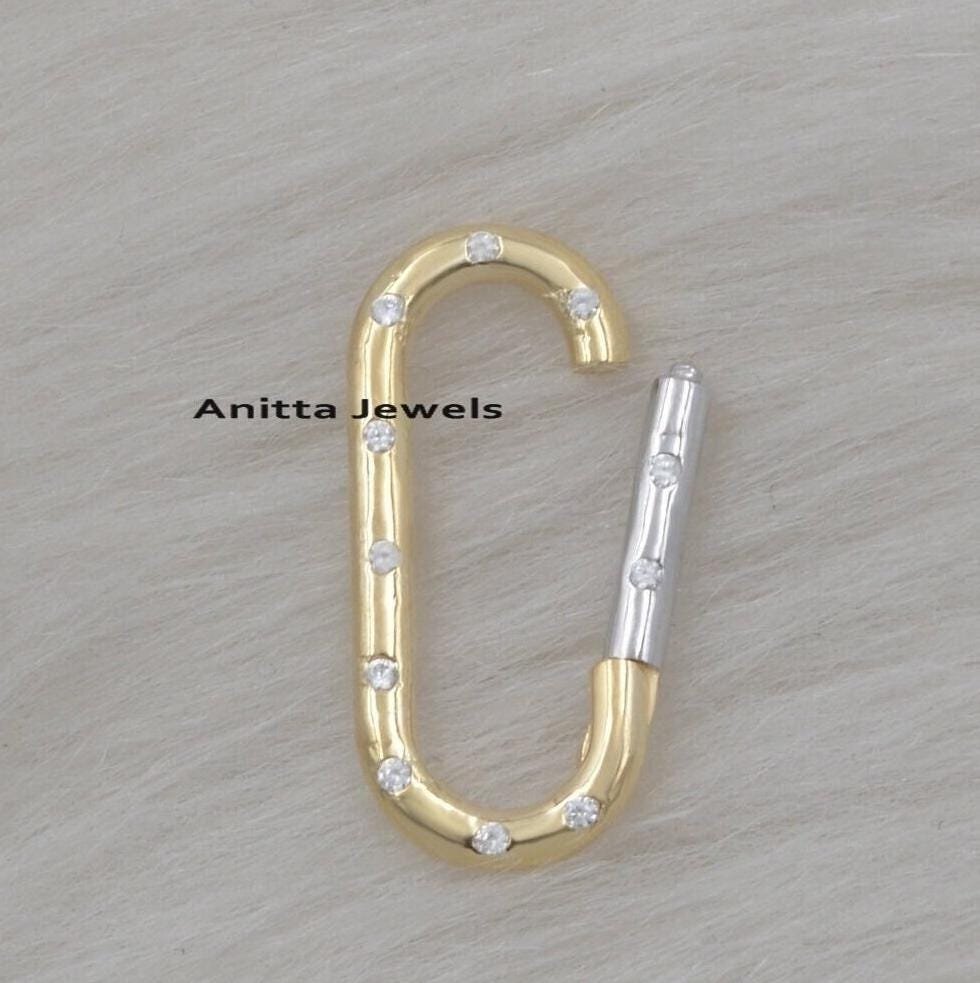 Handmade 14K Gold Diamond Charm Enhancer: Two-Tone Oval Lock - Anitta Jewels | SKU: etsy_1114095012 Handmade 14K Gold Diamond Charm Enhancer: Two-Tone Oval Lock - Anitta Jewels | SKU: etsy_1114095012