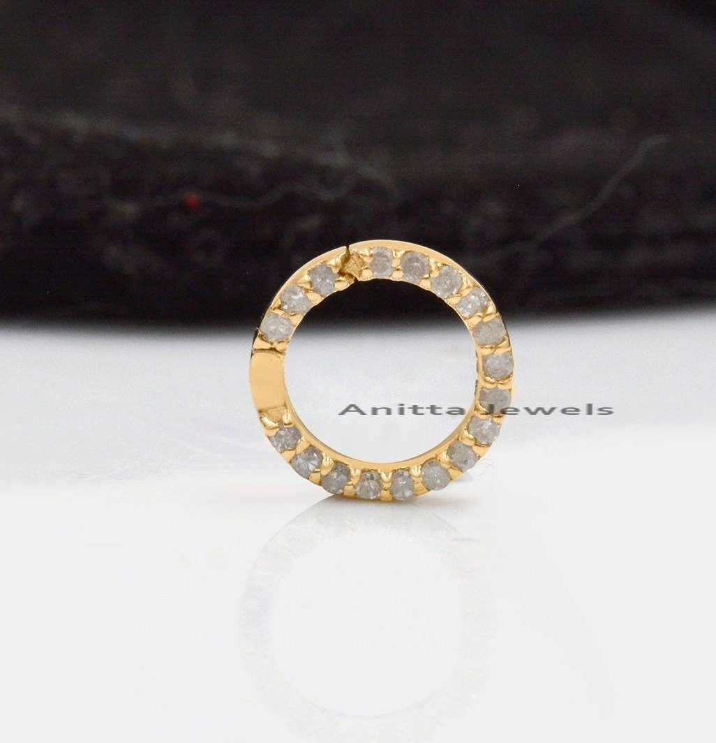 Handmade 14k Gold Diamond Charm Holder: Circle Enhancer Connector - View 4 - Anitta Jewels | SKU: etsy_1048303221 Handmade 14k Gold Diamond Charm Holder: Circle Enhancer Connector - View 4 - Anitta Jewels | SKU: etsy_1048303221