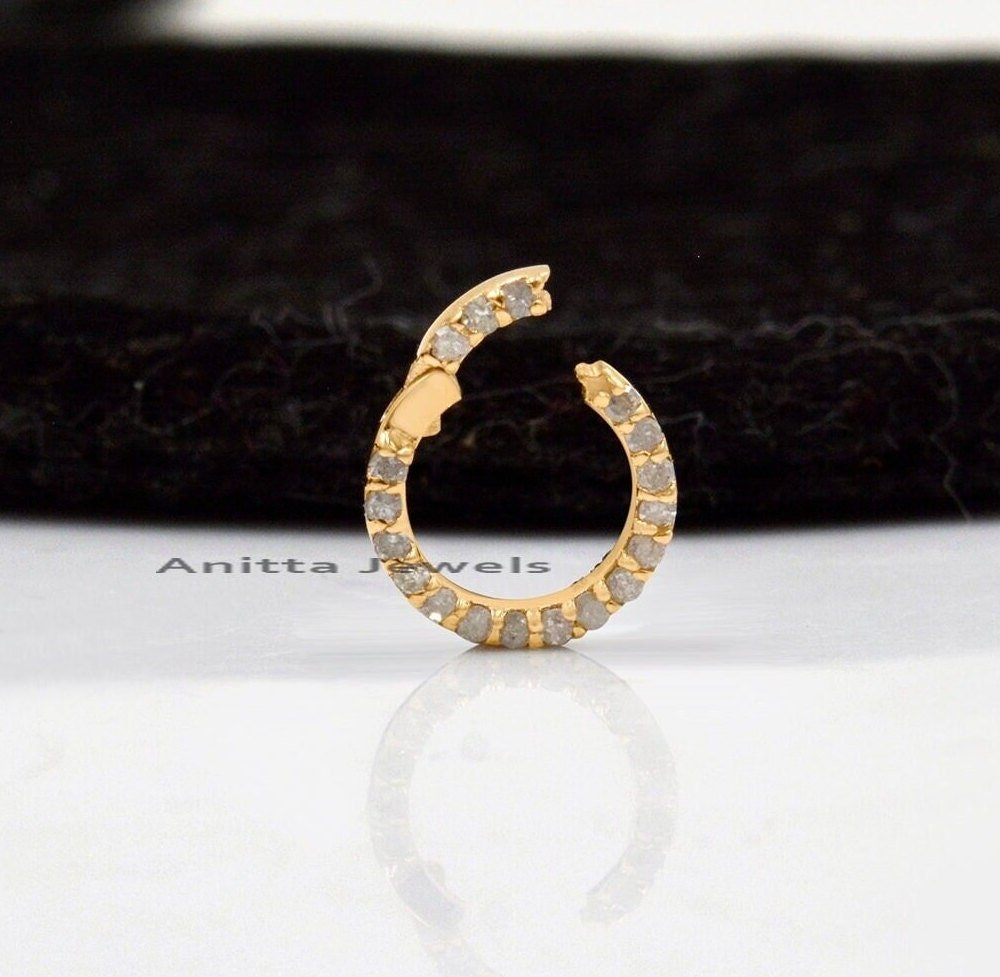 Handmade 14k Gold Diamond Charm Holder: Circle Enhancer Connector - View 5 - Anitta Jewels | SKU: etsy_1048303221 Handmade 14k Gold Diamond Charm Holder: Circle Enhancer Connector - View 5 - Anitta Jewels | SKU: etsy_1048303221