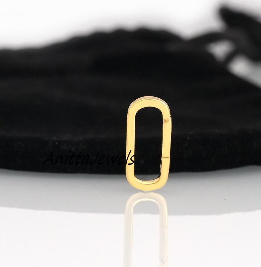 Handmade 14K Gold Oval Charm Enhancer: Hoop Lock Connector - View 2 - Anitta Jewels | SKU: etsy_786634717 Handmade 14K Gold Oval Charm Enhancer: Hoop Lock Connector - View 2 - Anitta Jewels | SKU: etsy_786634717