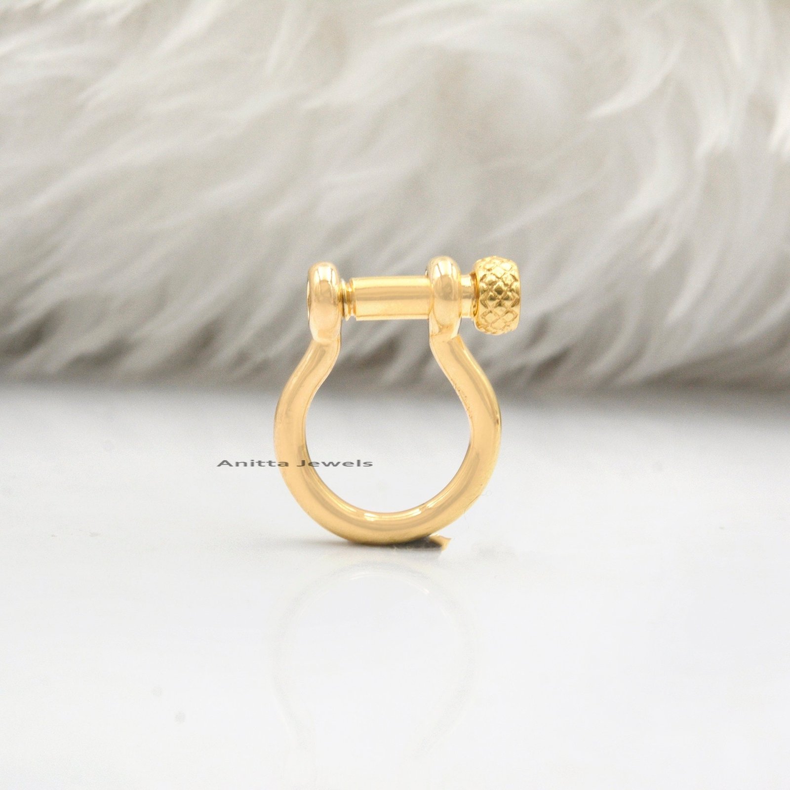 Handmade 14K Gold Shackle Lock: Snaffle Bit Carabiner (20MM) - View 4 - Anitta Jewels | SKU: etsy_918384924 Handmade 14K Gold Shackle Lock: Snaffle Bit Carabiner (20MM) - View 4 - Anitta Jewels | SKU: etsy_918384924