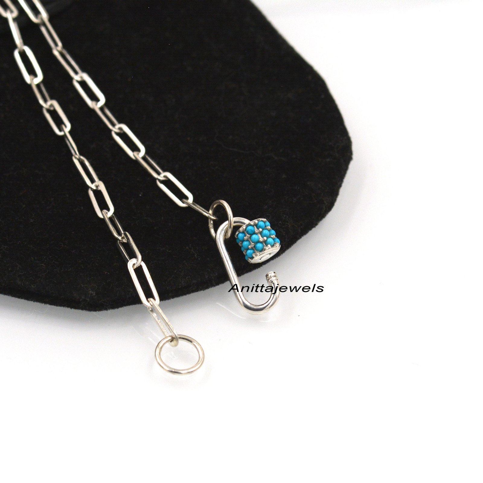 Handmade 14K Gold Turquoise Carabiner Lock: Fine Jewelry Finding - View 2 - Anitta Jewels | SKU: etsy_905724128 Handmade 14K Gold Turquoise Carabiner Lock: Fine Jewelry Finding - View 2 - Anitta Jewels | SKU: etsy_905724128