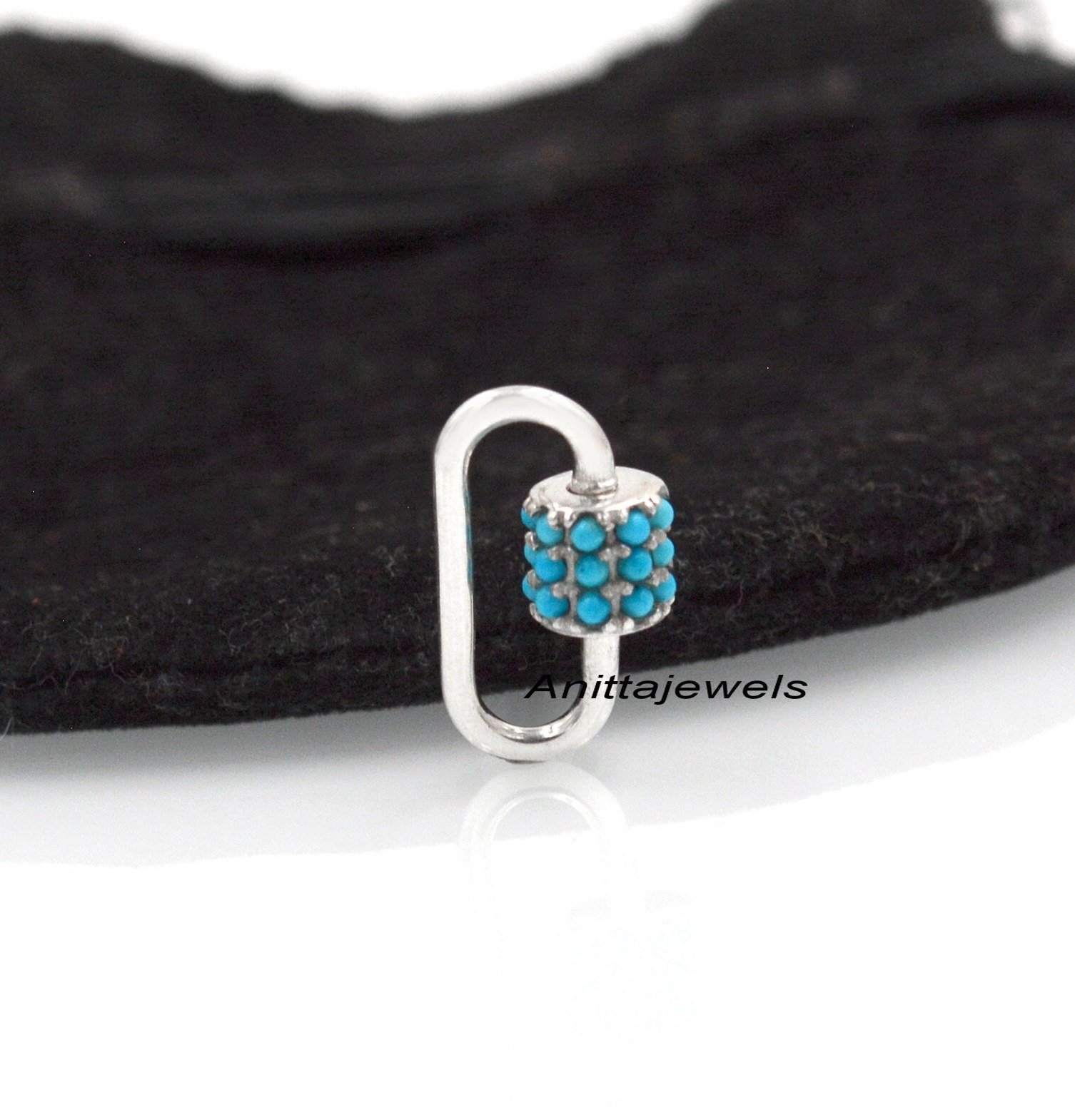 Handmade 14K Gold Turquoise Carabiner Lock: Fine Jewelry Finding - View 3 - Anitta Jewels | SKU: etsy_905724128 Handmade 14K Gold Turquoise Carabiner Lock: Fine Jewelry Finding - View 3 - Anitta Jewels | SKU: etsy_905724128