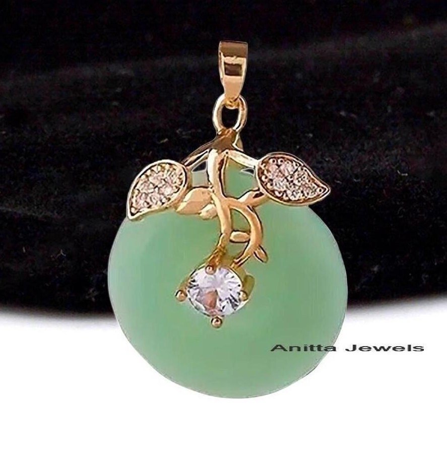 Handmade 925 Silver Aventurine Leaf Pendant with Cubic Zircon - Anitta Jewels | SKU: etsy_1493908658 Handmade 925 Silver Aventurine Leaf Pendant with Cubic Zircon - Anitta Jewels | SKU: etsy_1493908658