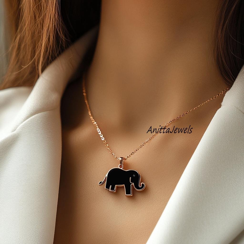 Handmade 925 Silver Black Enamel Elephant Pendant Charm - Anitta Jewels | SKU: etsy_1795370633 Handmade 925 Silver Black Enamel Elephant Pendant Charm - Anitta Jewels | SKU: etsy_1795370633