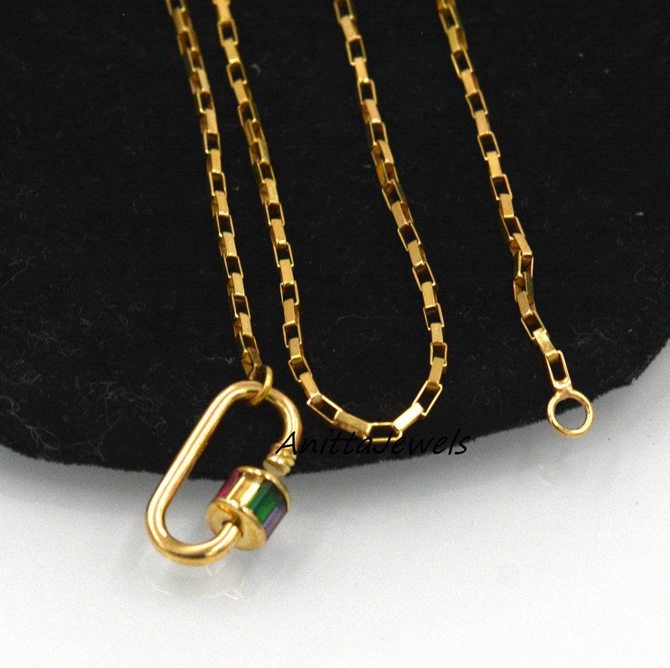 Handmade 925 Silver Carabiner Box Chain Necklace - Anitta Jewels | SKU: etsy_922889286 Handmade 925 Silver Carabiner Box Chain Necklace - Anitta Jewels | SKU: etsy_922889286
