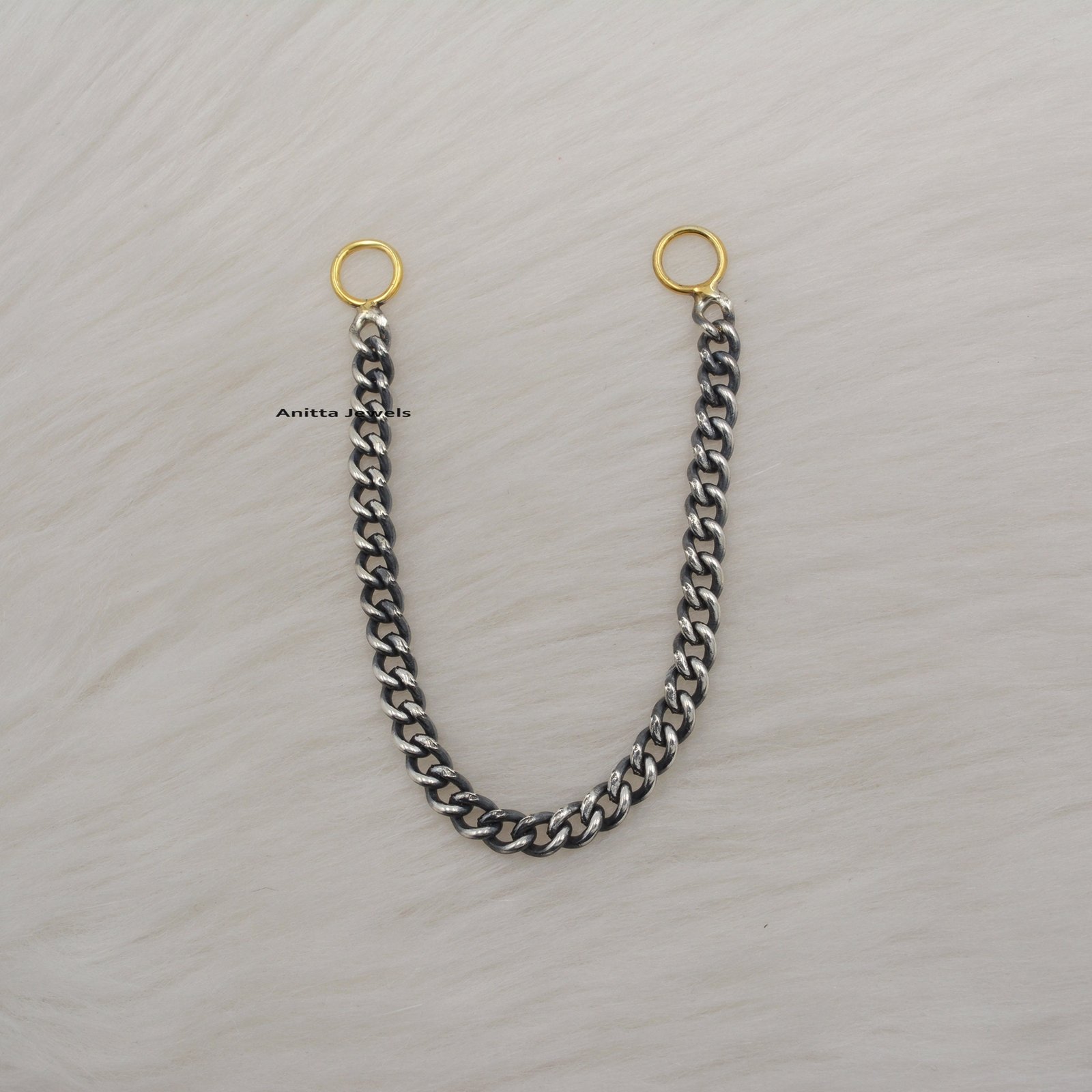 Handmade 925 Silver Curb Chain Necklace with Carabiner Clasp - View 5 - Anitta Jewels | SKU: etsy_1090838483 Handmade 925 Silver Curb Chain Necklace with Carabiner Clasp - View 5 - Anitta Jewels | SKU: etsy_1090838483