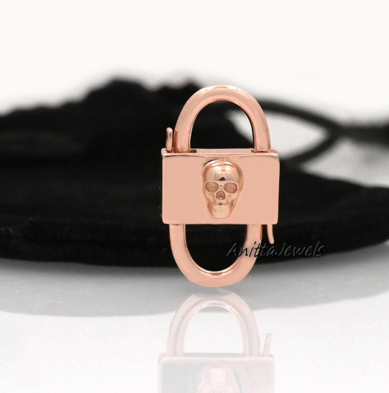 Handmade 925 Silver Padlock: 14k Plated Skull Jewelry - Anitta Jewels | SKU: etsy_1061075515 Handmade 925 Silver Padlock: 14k Plated Skull Jewelry - Anitta Jewels | SKU: etsy_1061075515