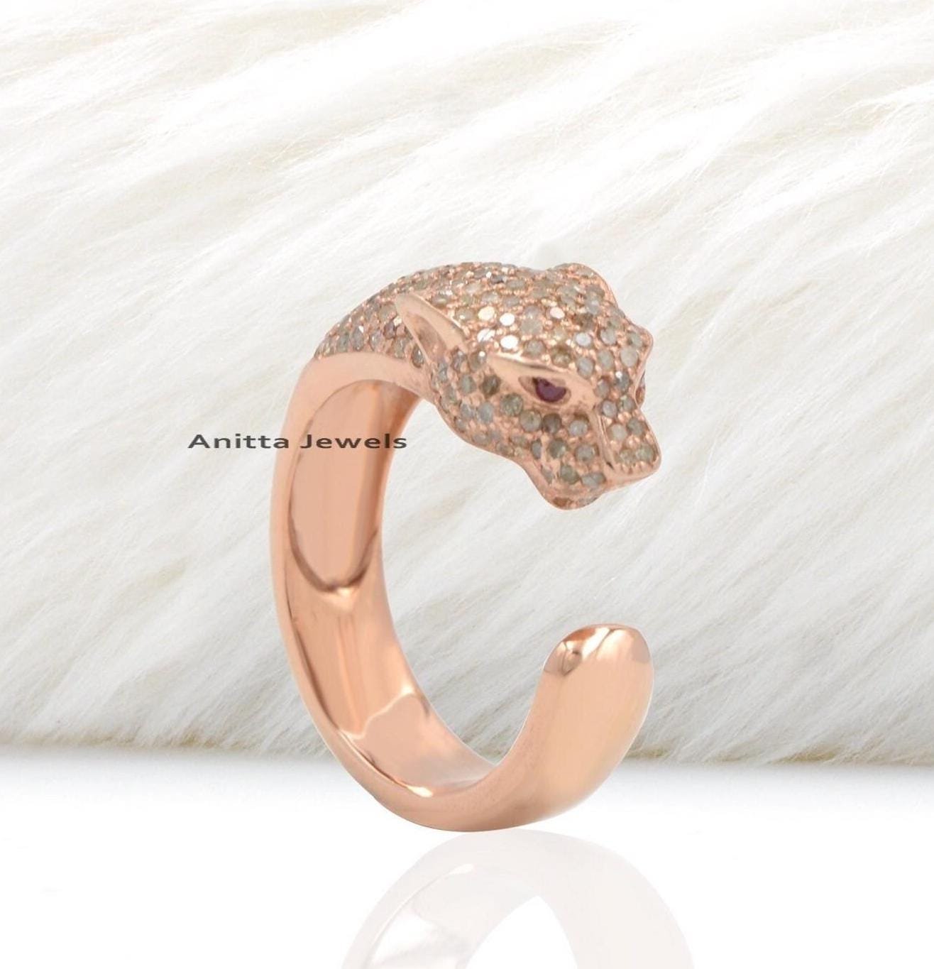 Handmade 925 Silver Panther Ring: Diamond & Ruby Gemstone - Anitta Jewels | SKU: etsy_1096857174 Handmade 925 Silver Panther Ring: Diamond & Ruby Gemstone - Anitta Jewels | SKU: etsy_1096857174