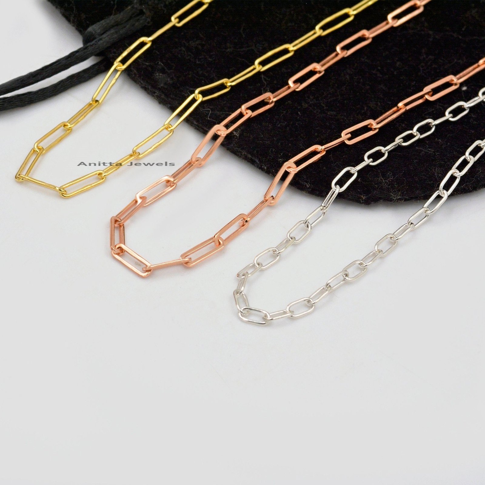 Handmade 925 Silver Paperclip Chain Necklace with Swivel Lock - View 2 - Anitta Jewels | SKU: etsy_1310902708 Handmade 925 Silver Paperclip Chain Necklace with Swivel Lock - View 2 - Anitta Jewels | SKU: etsy_1310902708
