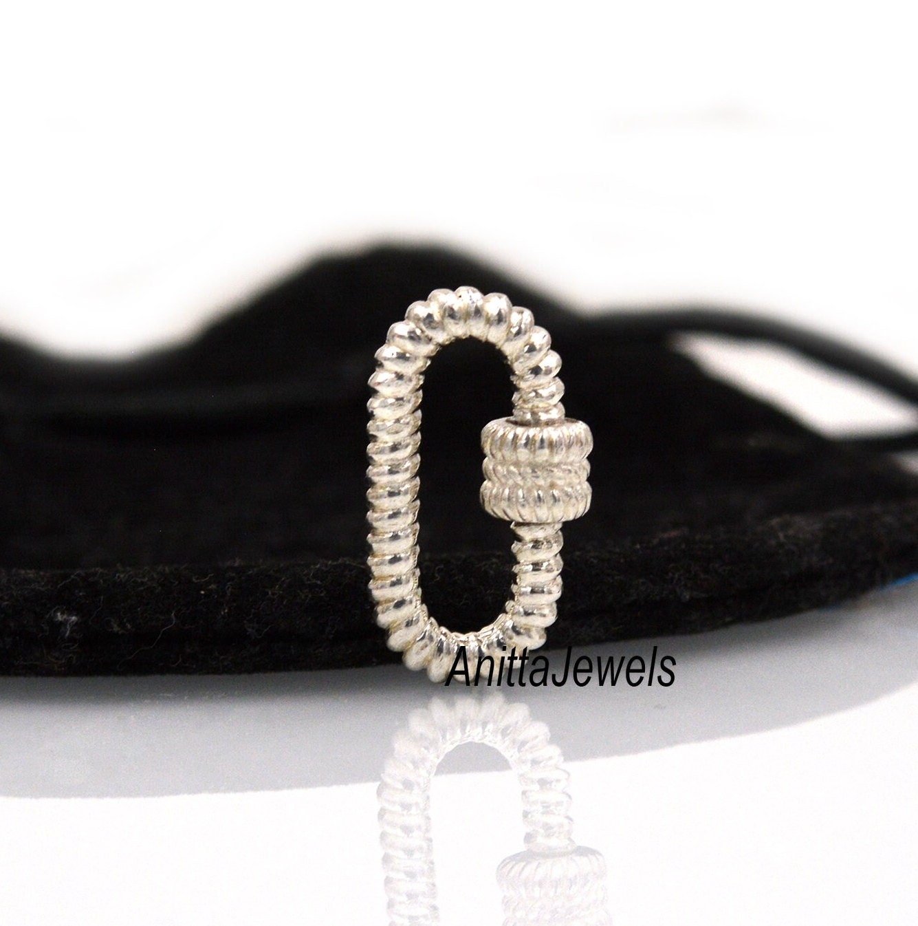 Handmade 925 Silver Twisted Carabiner Lock - Anitta Jewels | SKU: etsy_1051368687 Handmade 925 Silver Twisted Carabiner Lock - Anitta Jewels | SKU: etsy_1051368687
