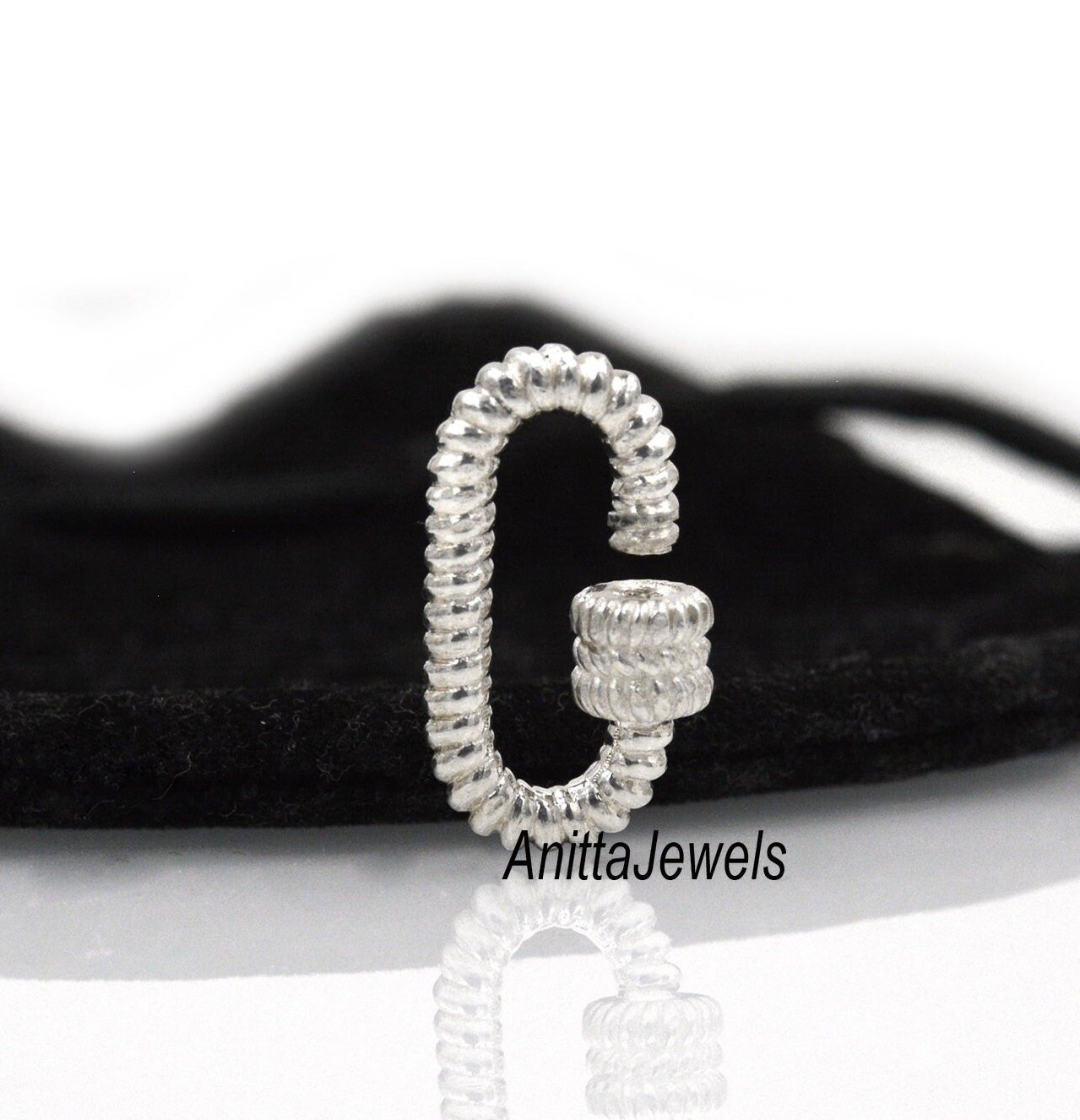 Handmade 925 Silver Twisted Carabiner Lock - View 2 - Anitta Jewels | SKU: etsy_1051368687 Handmade 925 Silver Twisted Carabiner Lock - View 2 - Anitta Jewels | SKU: etsy_1051368687