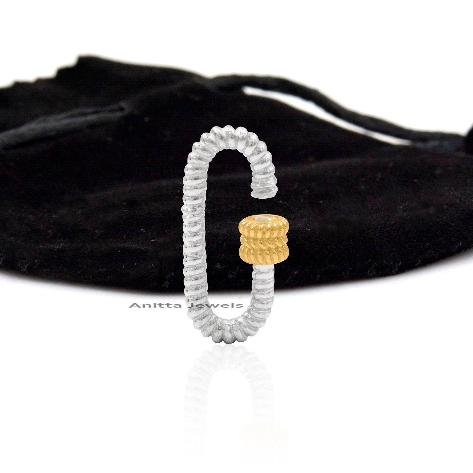 Handmade 925 Silver Twisted Carabiner Lock - View 3 - Anitta Jewels | SKU: etsy_1051368687 Handmade 925 Silver Twisted Carabiner Lock - View 3 - Anitta Jewels | SKU: etsy_1051368687