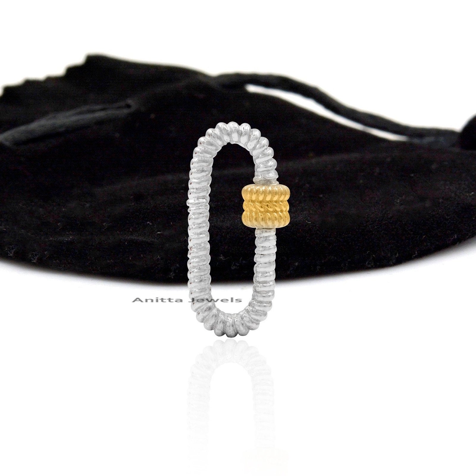Handmade 925 Silver Twisted Carabiner Lock - View 4 - Anitta Jewels | SKU: etsy_1051368687 Handmade 925 Silver Twisted Carabiner Lock - View 4 - Anitta Jewels | SKU: etsy_1051368687