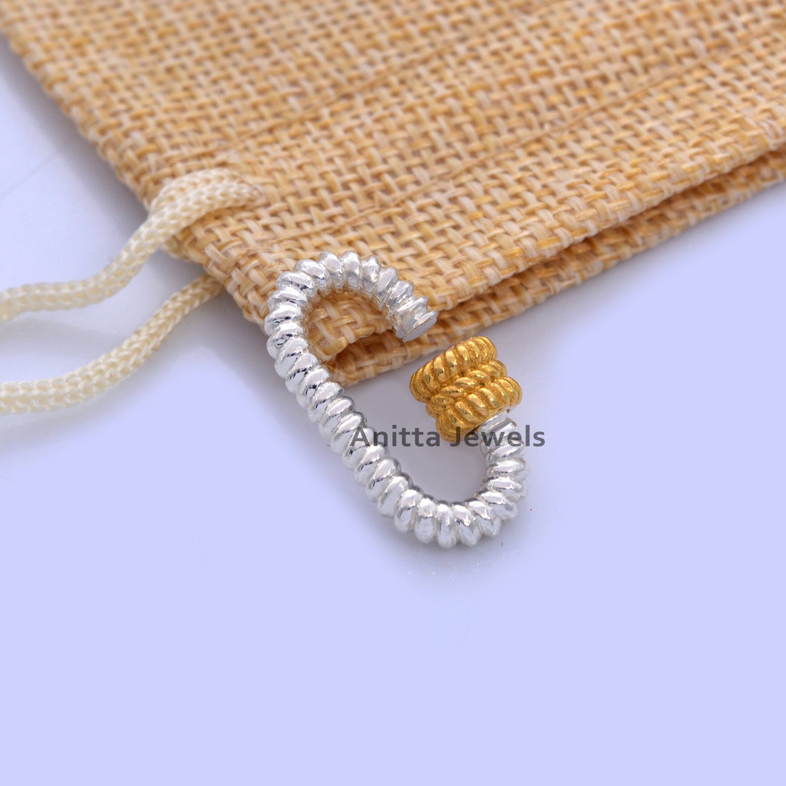 Handmade 925 Silver Twisted Carabiner Lock - View 5 - Anitta Jewels | SKU: etsy_1051368687 Handmade 925 Silver Twisted Carabiner Lock - View 5 - Anitta Jewels | SKU: etsy_1051368687