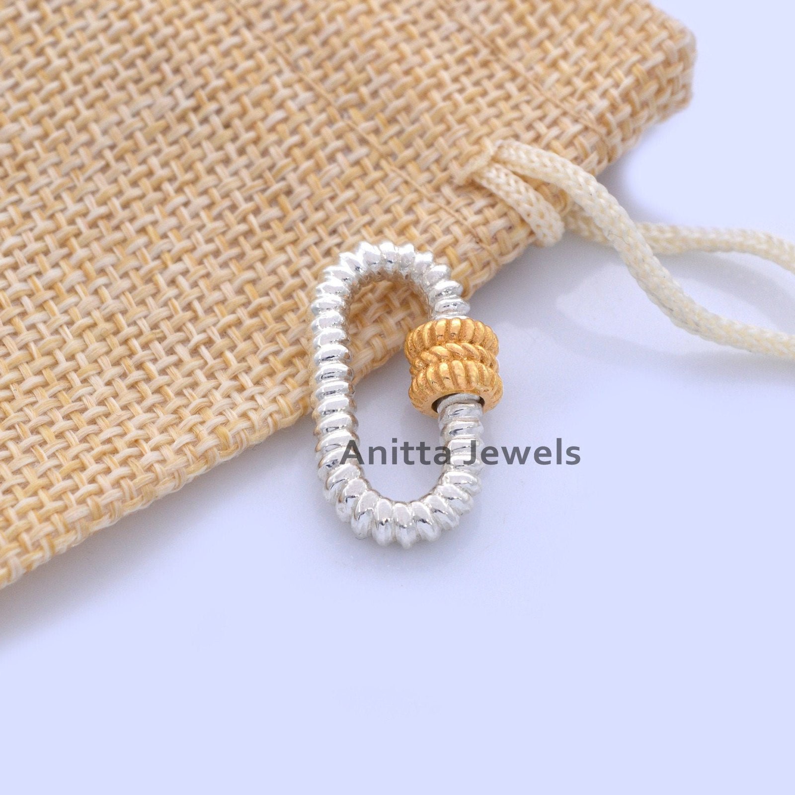 Handmade 925 Silver Twisted Carabiner Lock - View 6 - Anitta Jewels | SKU: etsy_1051368687 Handmade 925 Silver Twisted Carabiner Lock - View 6 - Anitta Jewels | SKU: etsy_1051368687
