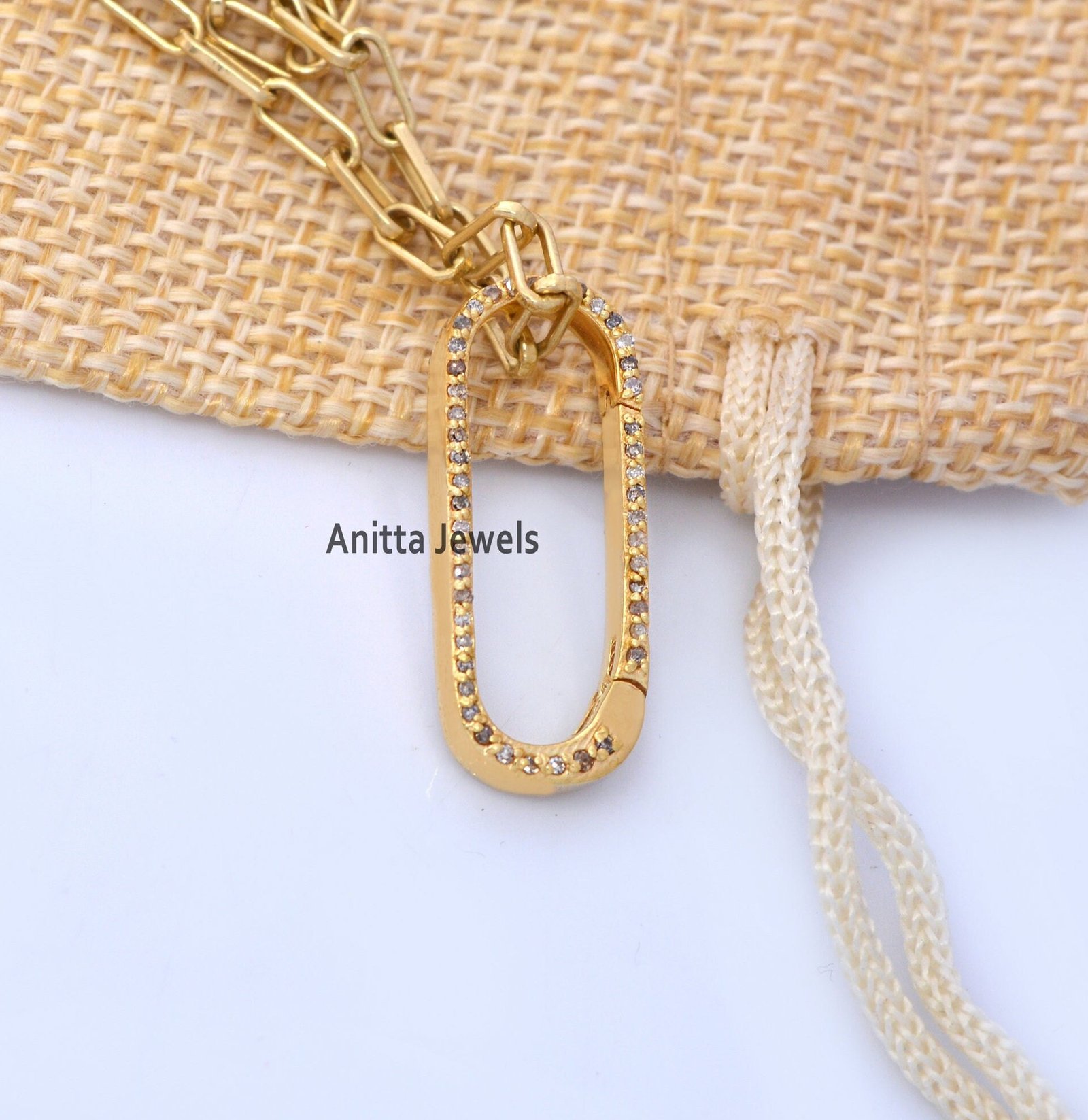 Handmade 9K Gold Charm Holder: Turquoise Diamond Enhancer - View 3 - Anitta Jewels | SKU: etsy_1045658556 Handmade 9K Gold Charm Holder: Turquoise Diamond Enhancer - View 3 - Anitta Jewels | SKU: etsy_1045658556
